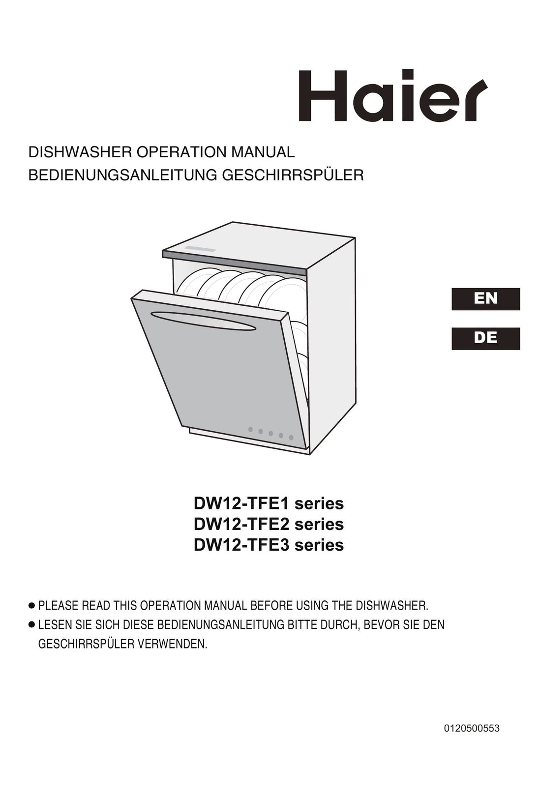 Haier DW12-TFE1 Dishwasher User Manual