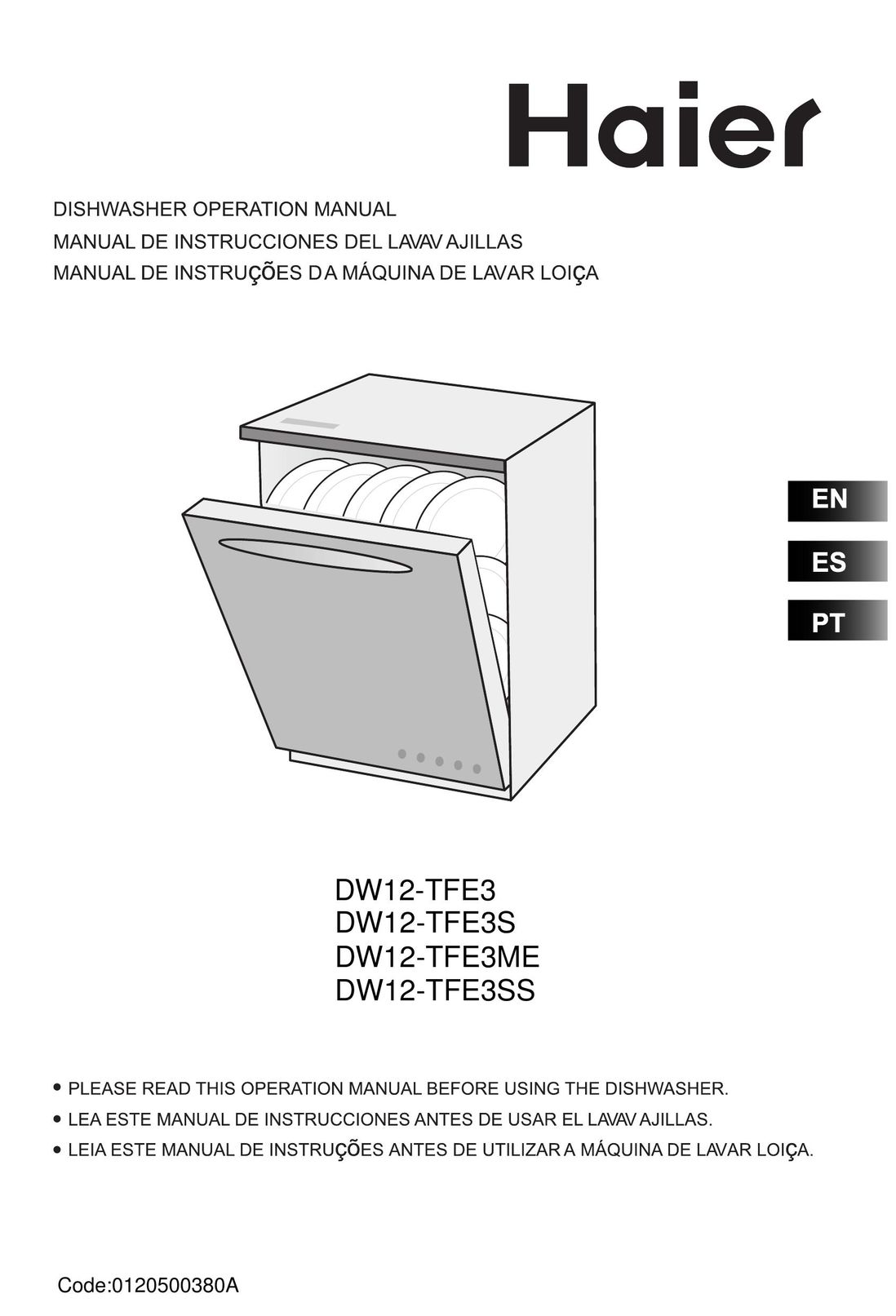 Haier DW12-TFE3ME Dishwasher User Manual