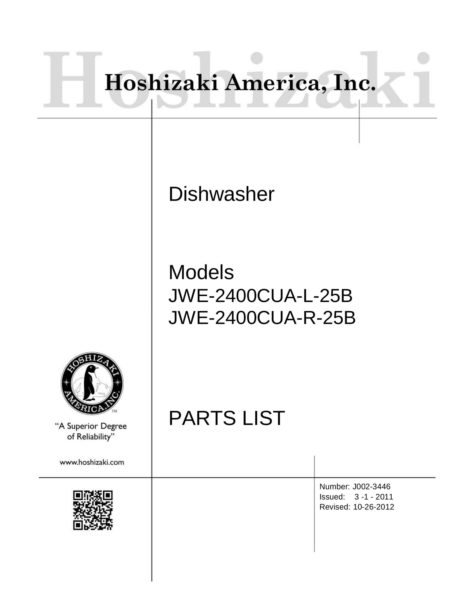 Hoshizaki JWE-2400CUA-L-25B Dishwasher User Manual