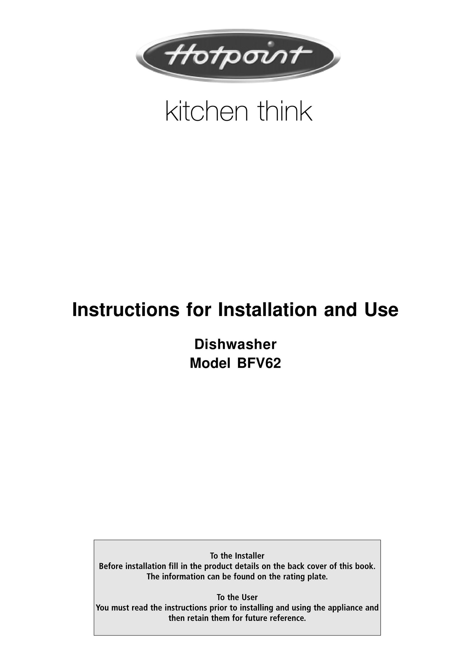 Hotpoint BFV62 Dishwasher User Manual