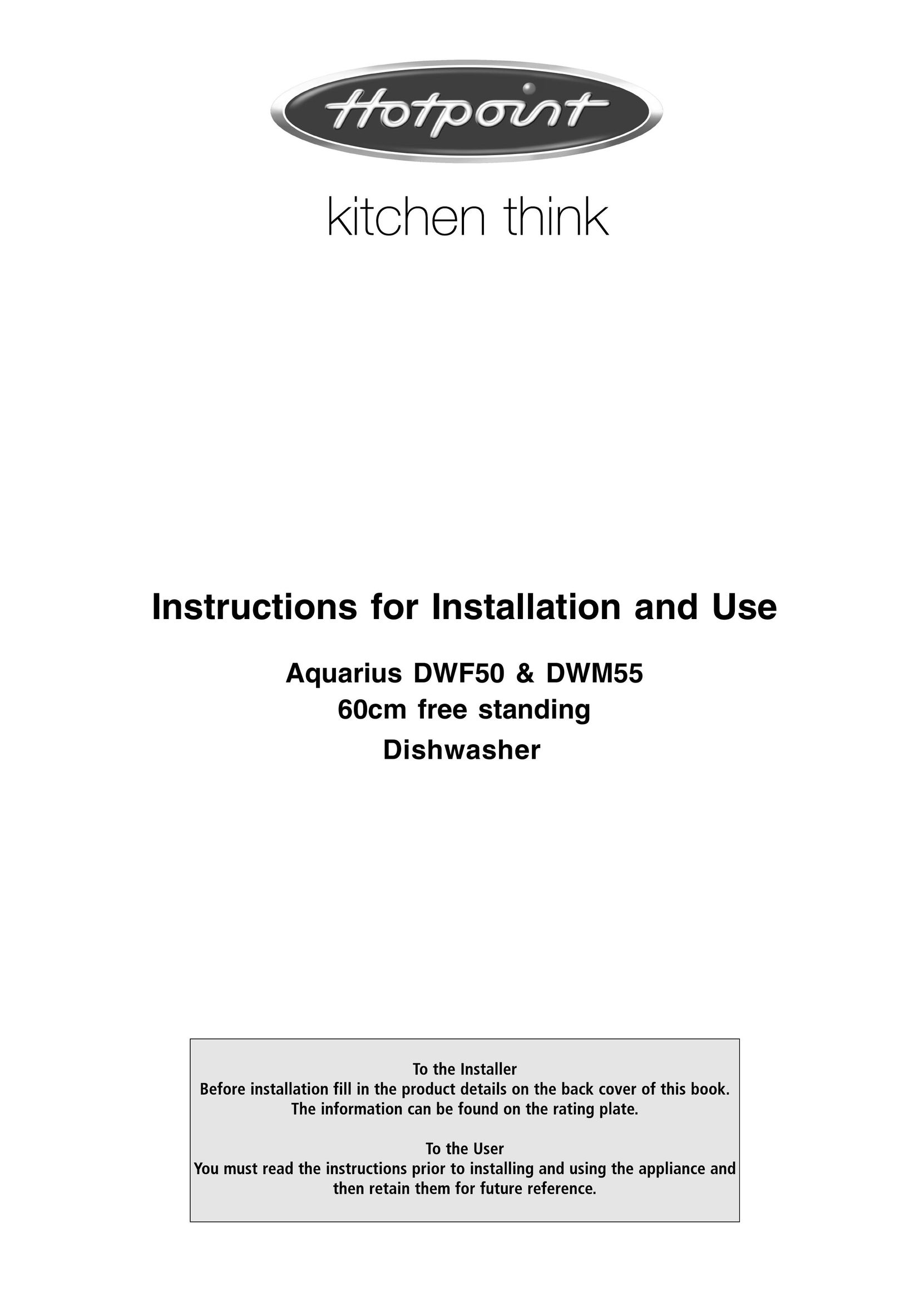 Hotpoint DWF50 Dishwasher User Manual