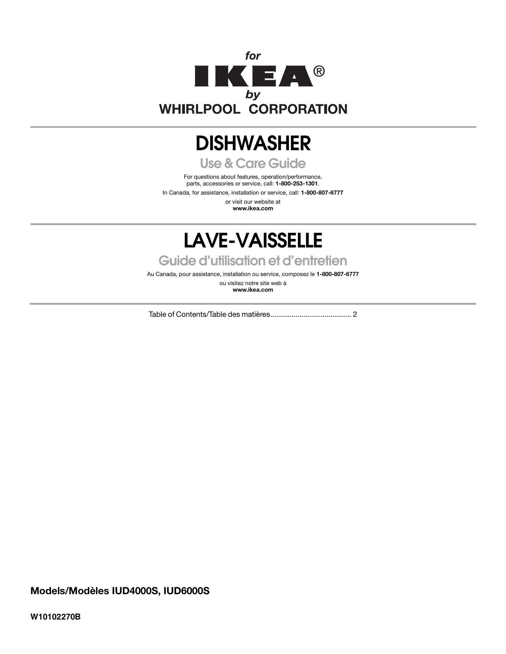 IKEA IUD6000S Dishwasher User Manual