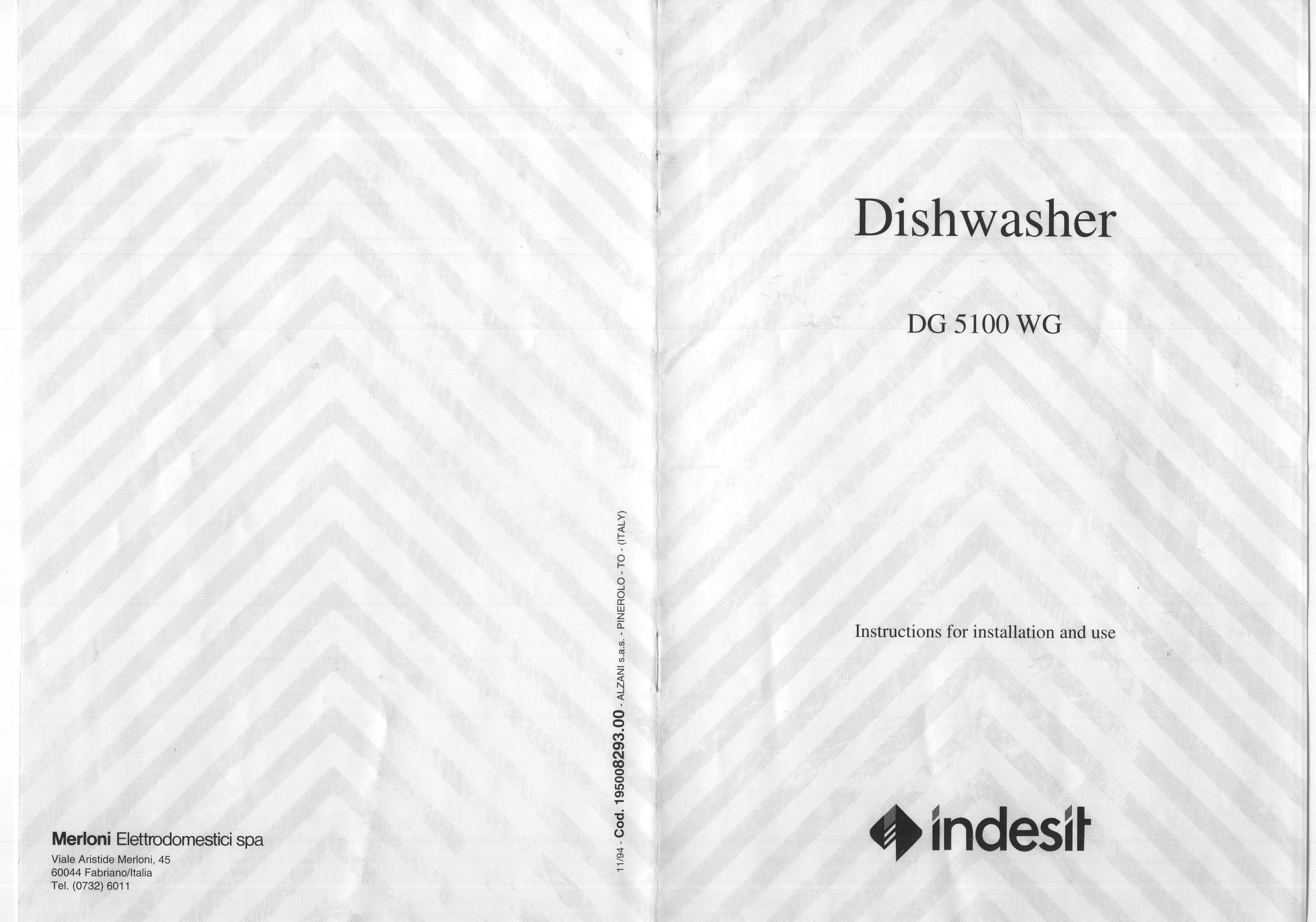 Indesit DG 5100 WG Dishwasher User Manual
