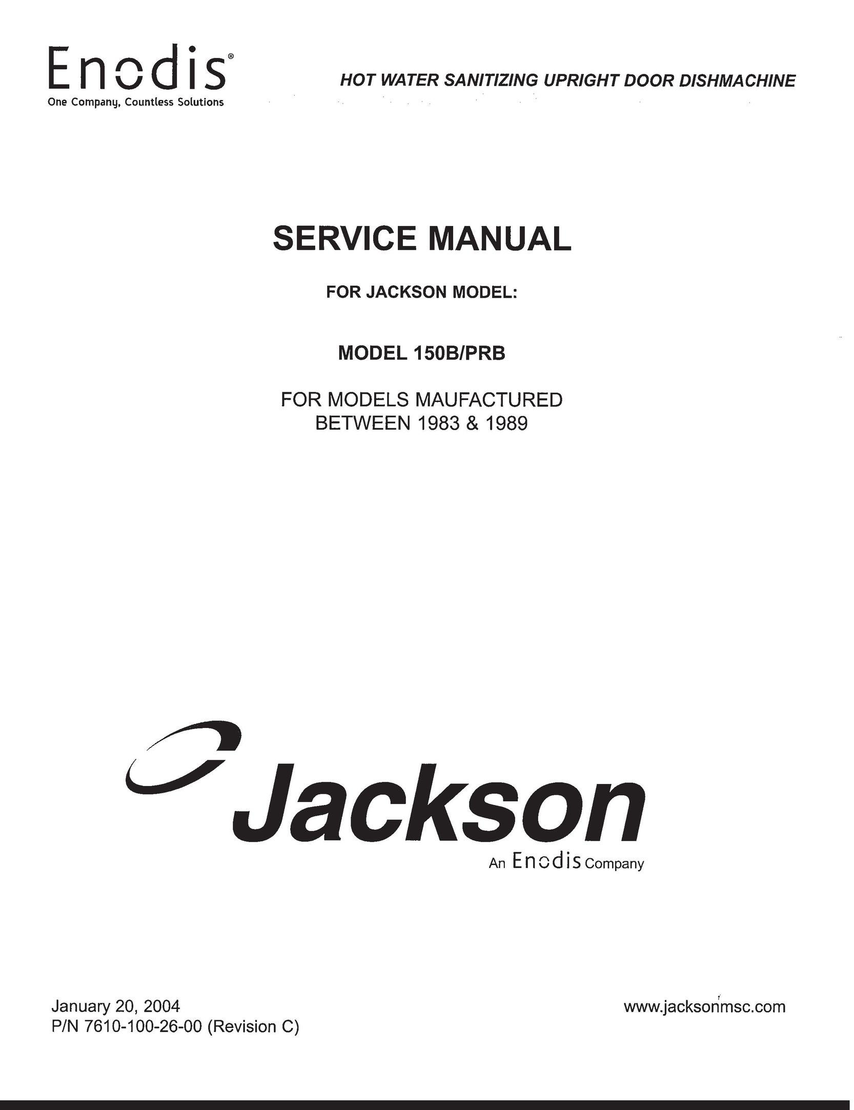 Jackson 150B/PRB Dishwasher User Manual