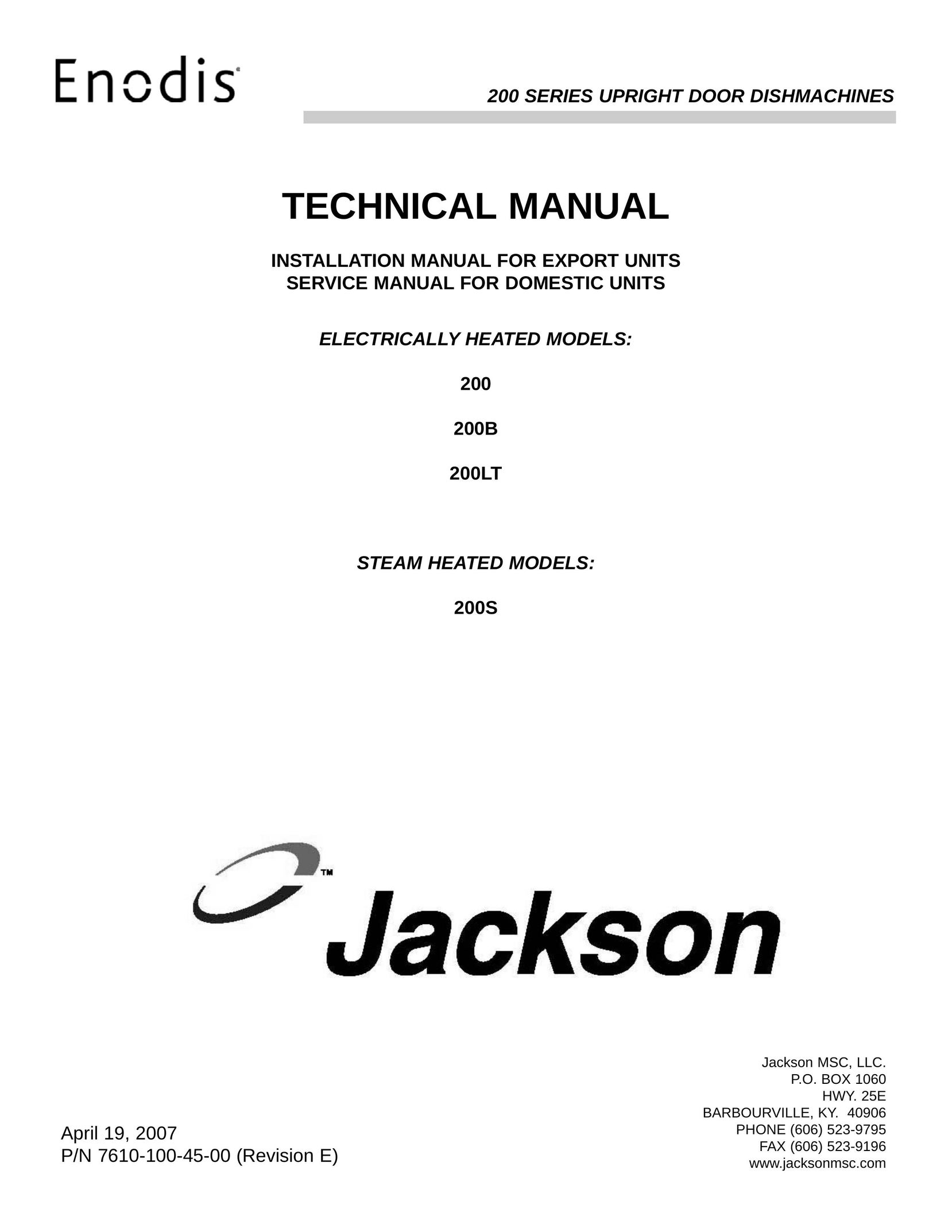 Jackson 200LT Dishwasher User Manual
