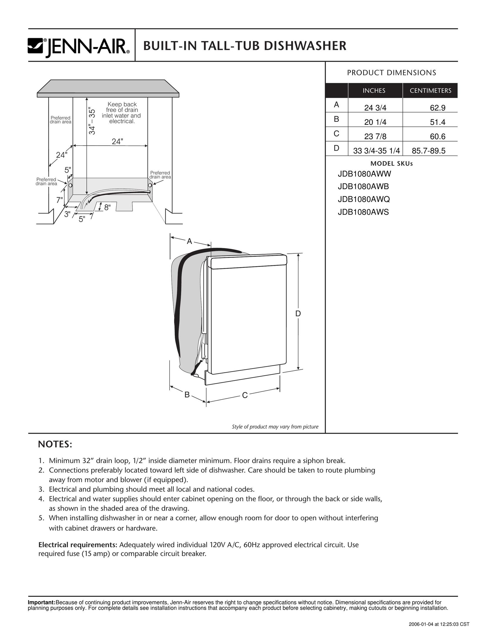 Jenn-Air JDB1080AWB Dishwasher User Manual