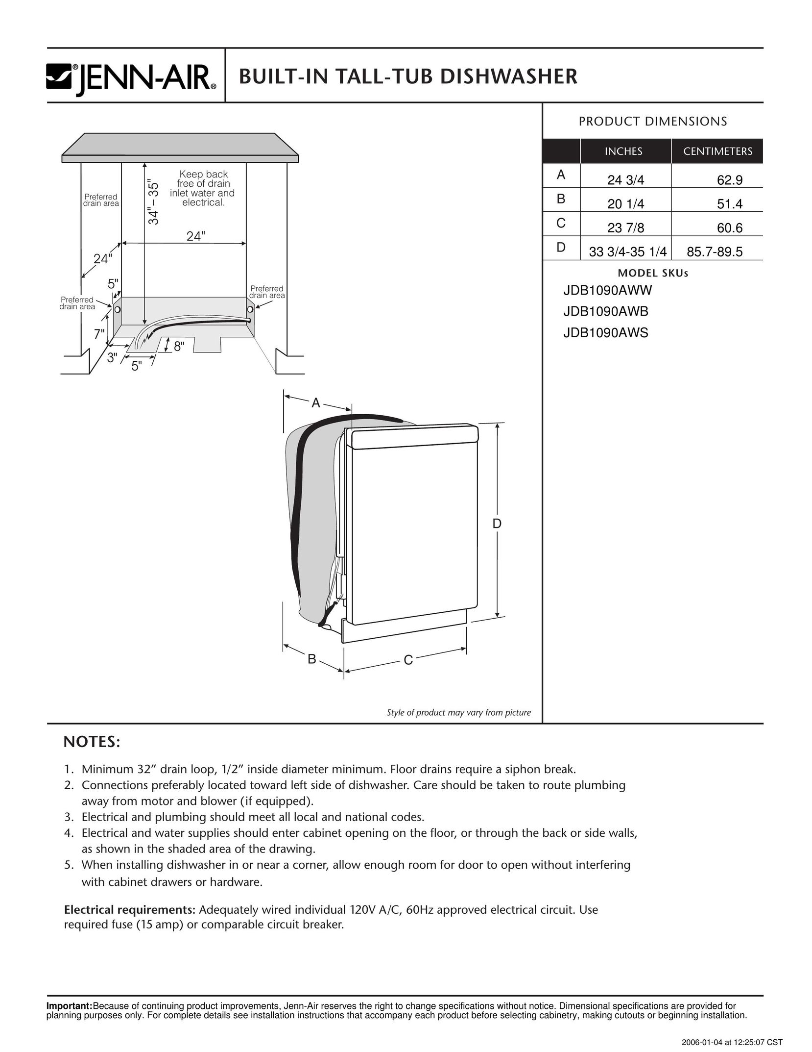 Jenn-Air JDB1090AWW Dishwasher User Manual