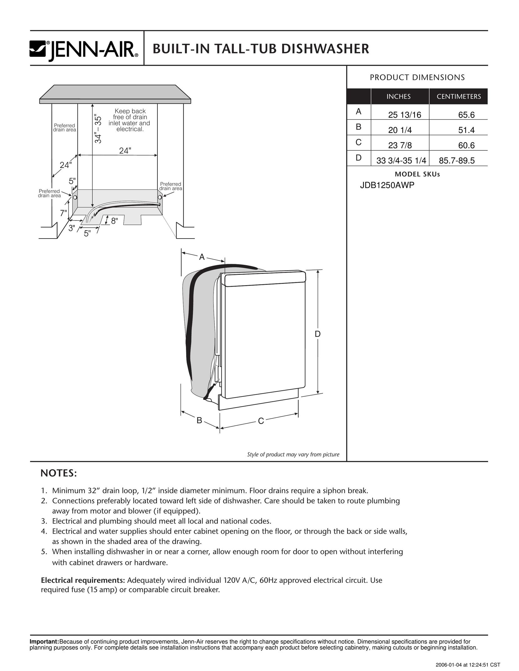 Jenn-Air JDB1250AWP Dishwasher User Manual