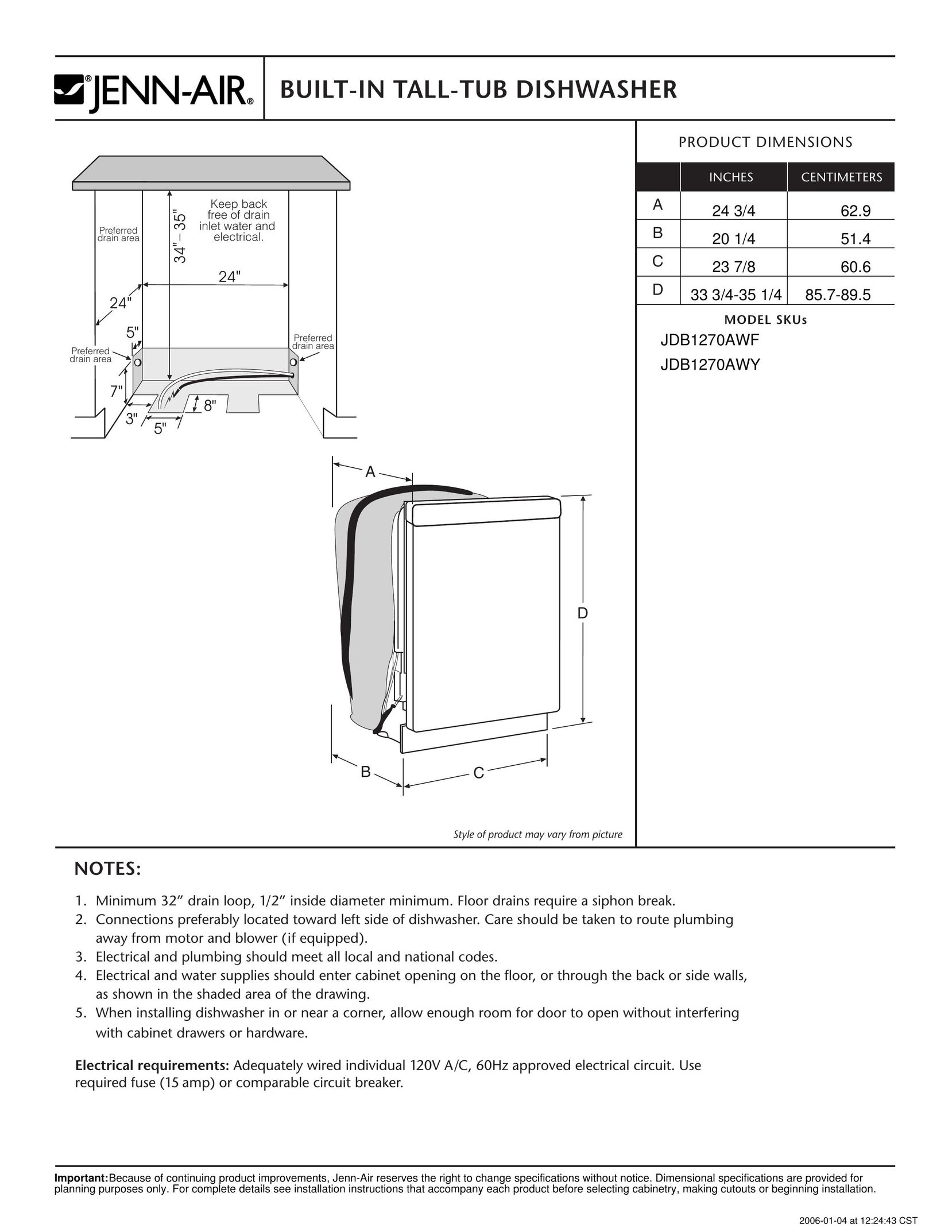 Jenn-Air JDB1270AWF Dishwasher User Manual