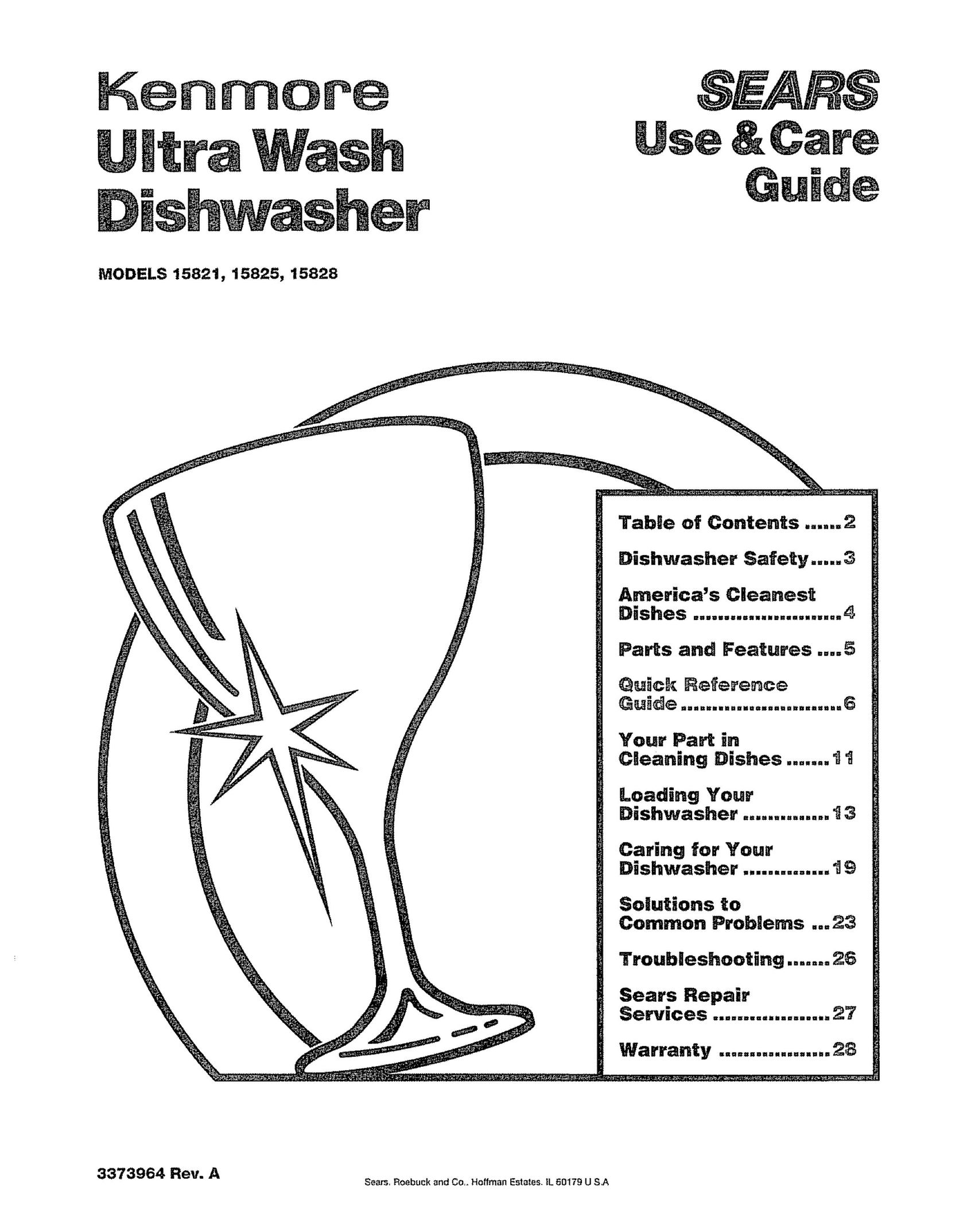 Kenmore 15825 Dishwasher User Manual