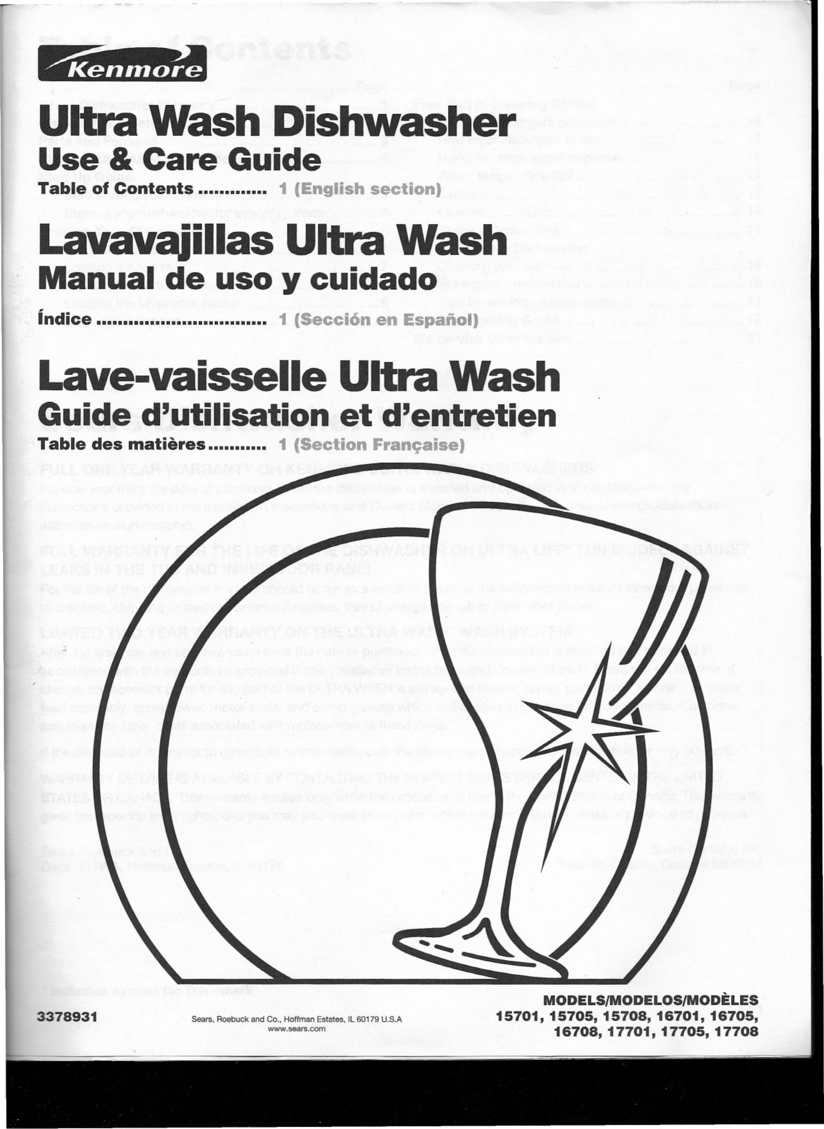 Kenmore 16708 Dishwasher User Manual