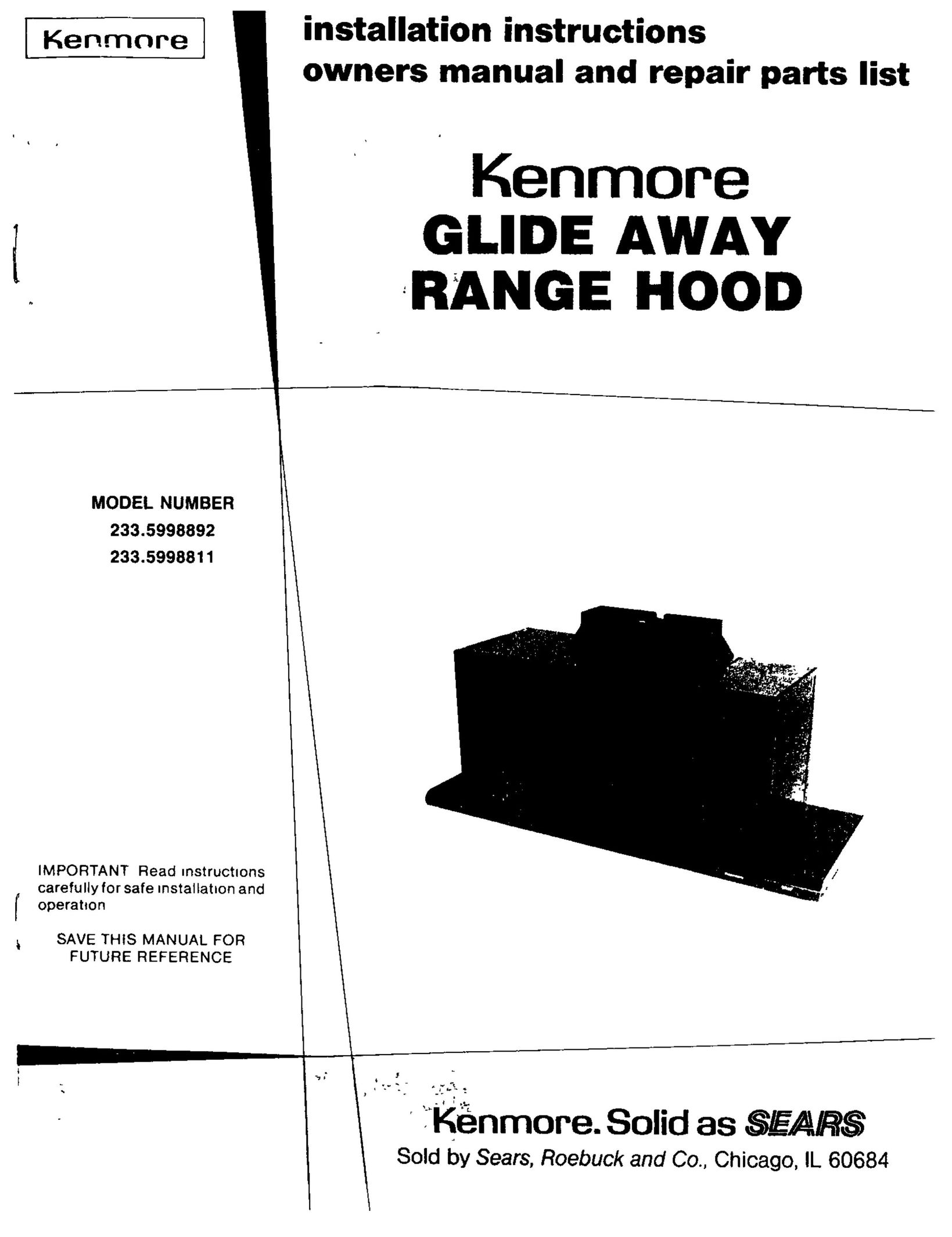Kenmore 233.5998892 Dishwasher User Manual