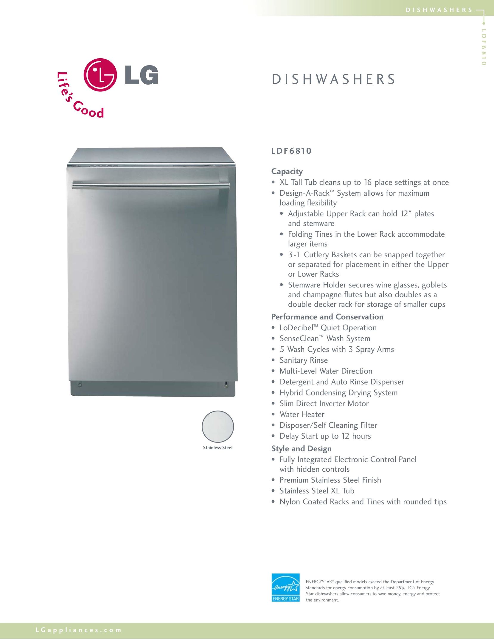 LG Electronics LDF6810 Dishwasher User Manual