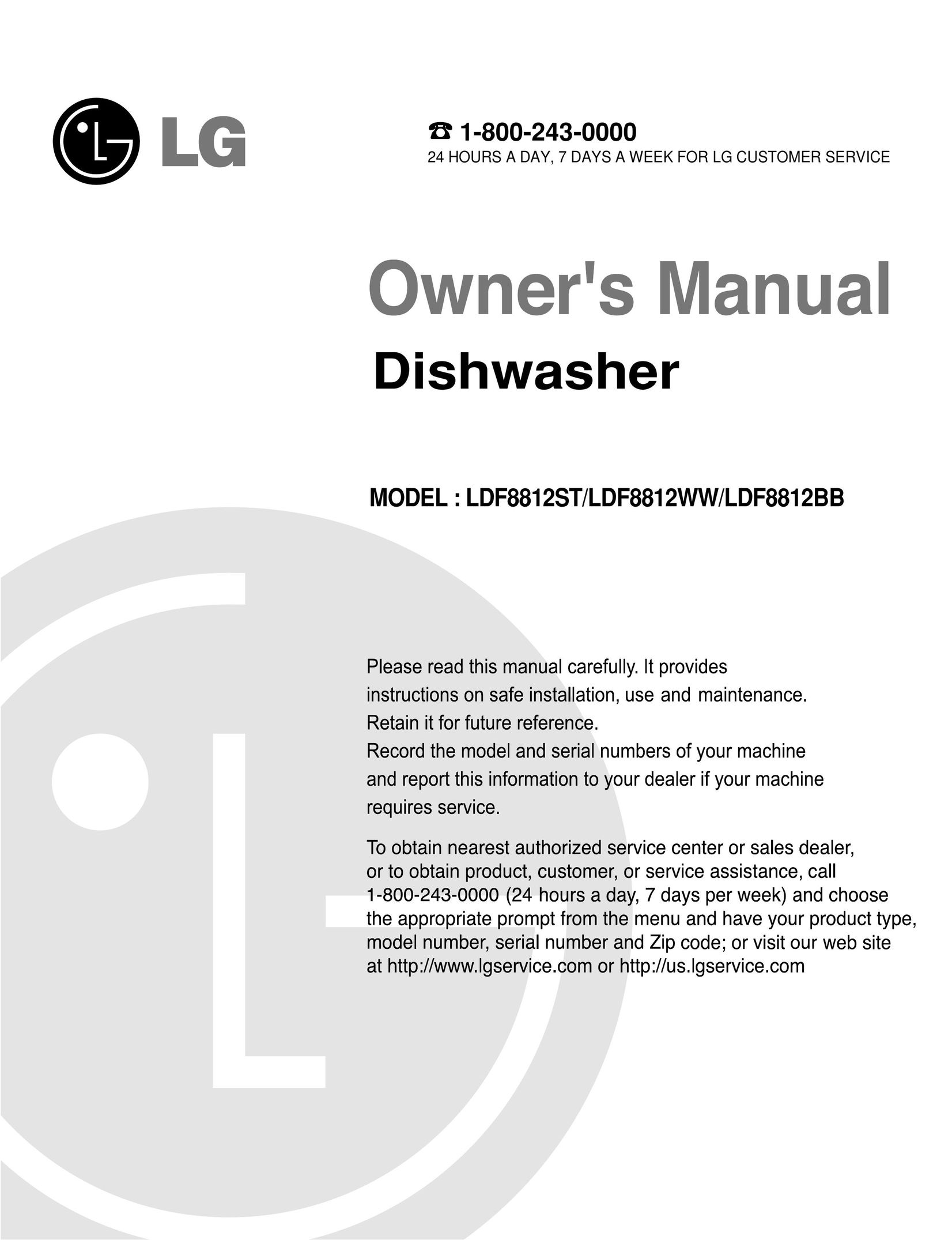 LG Electronics LDF8812BB Dishwasher User Manual