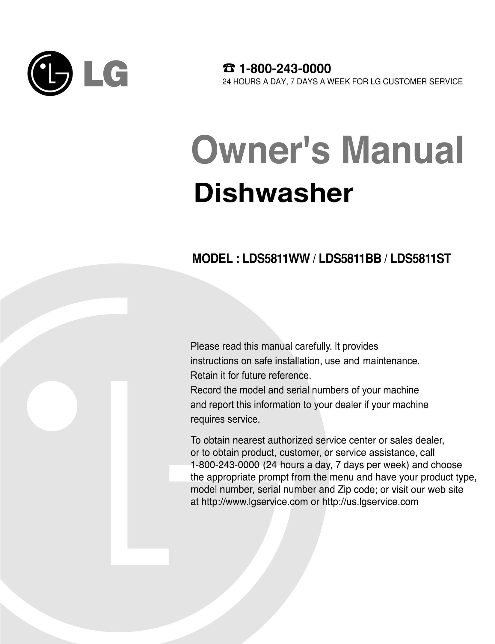 LG Electronics LDS5811ST Dishwasher User Manual