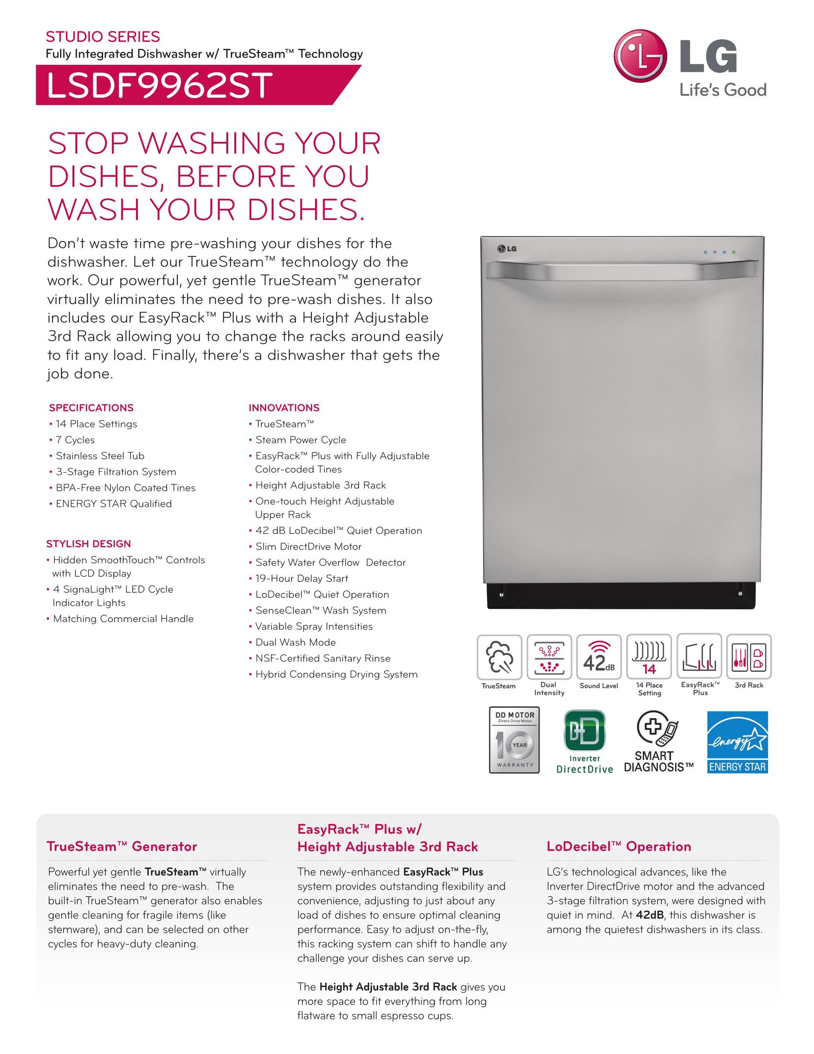 LG Electronics LSDF9962ST Dishwasher User Manual