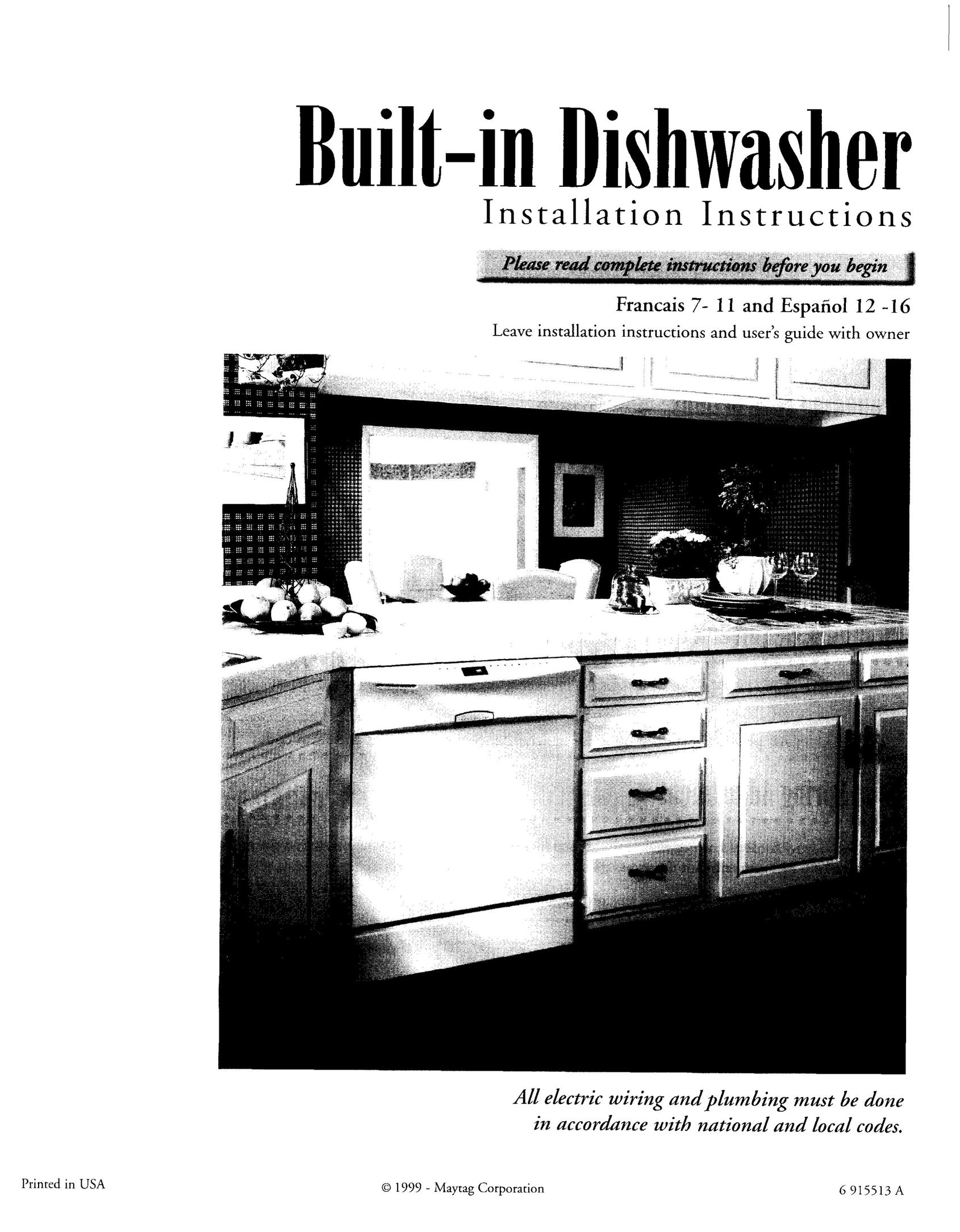 Maytag 6 915513 A Dishwasher User Manual