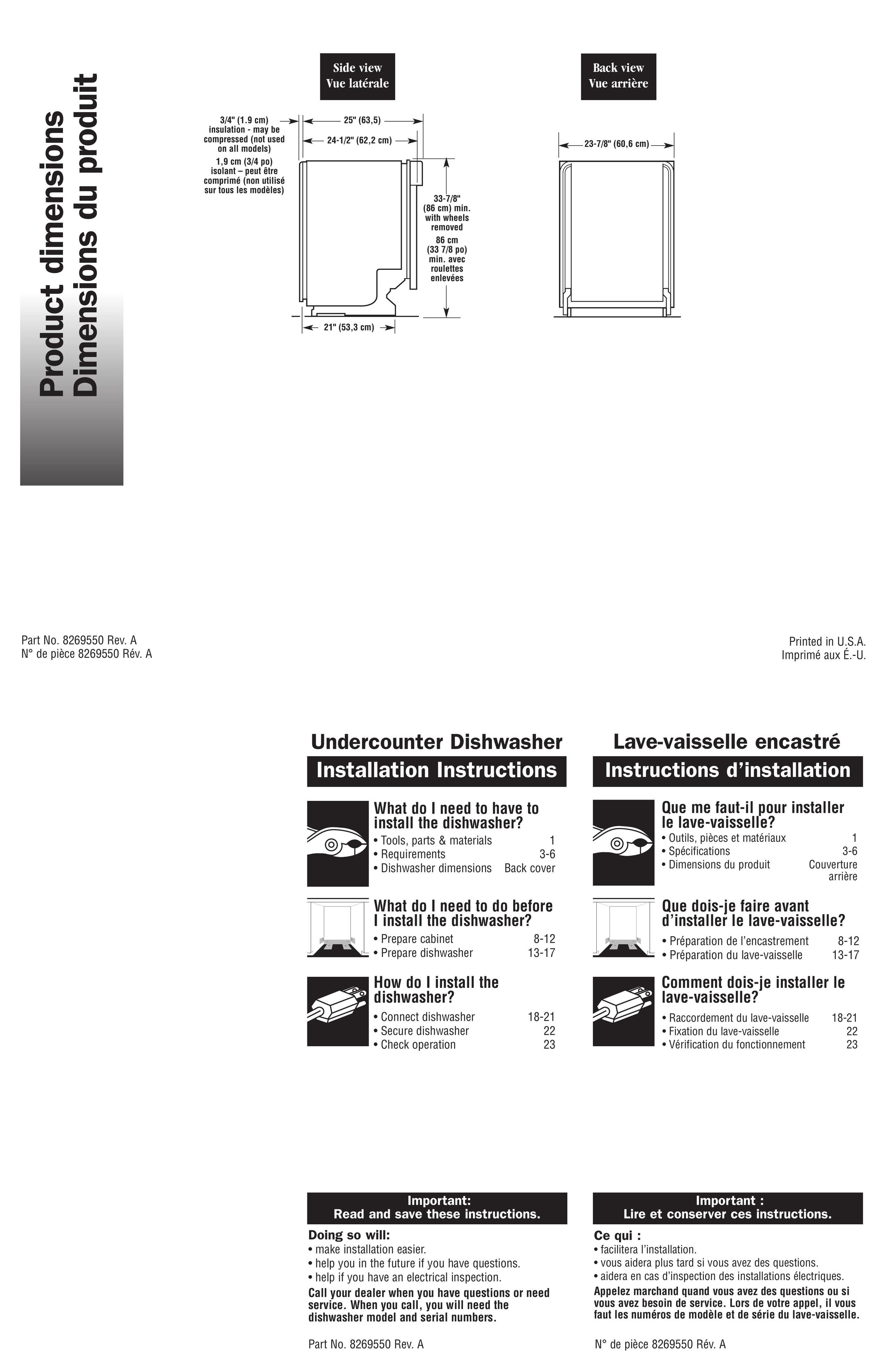 Maytag 8269550 Dishwasher User Manual