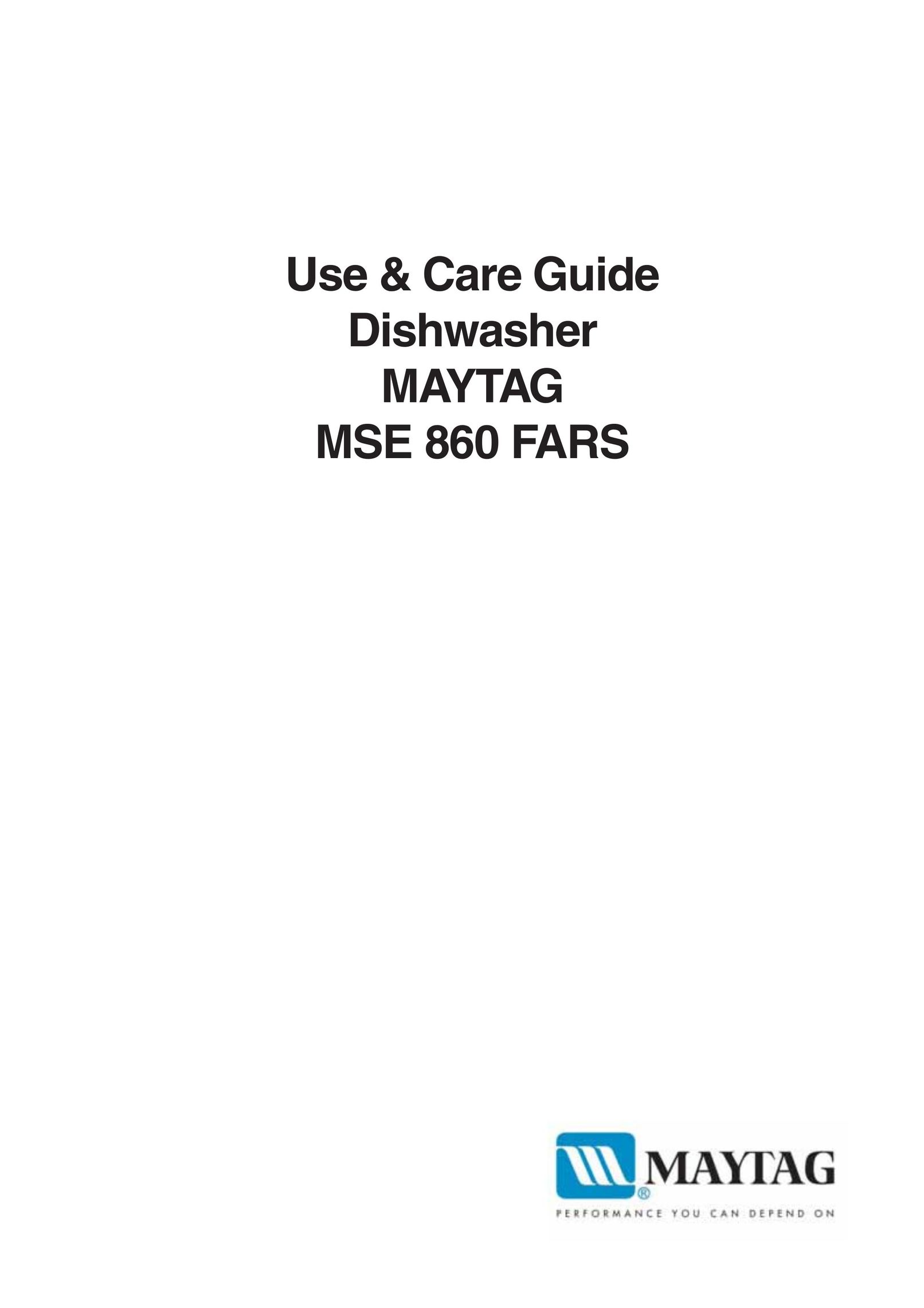 Maytag 860S Dishwasher User Manual