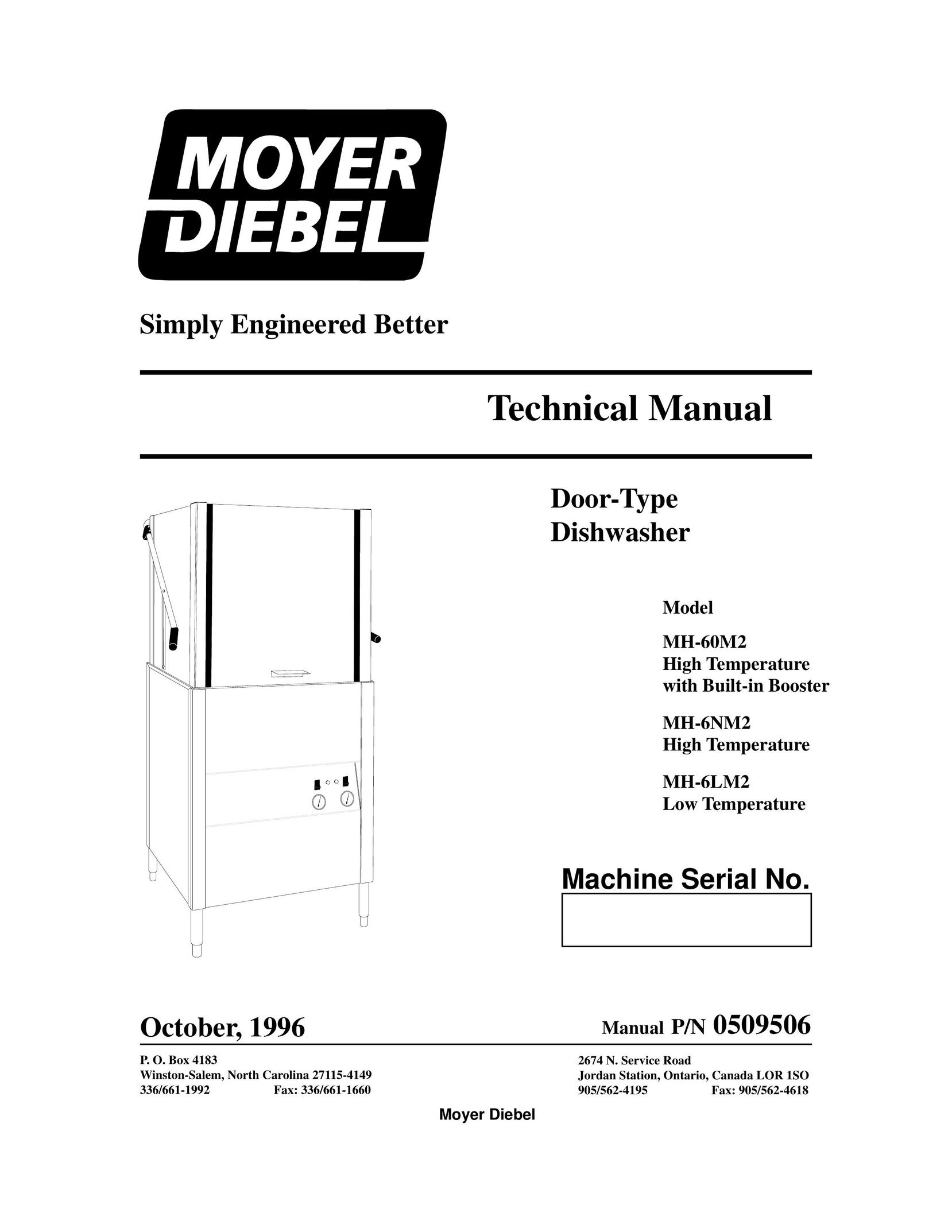 Moyer Diebel MH-6LM2 Dishwasher User Manual