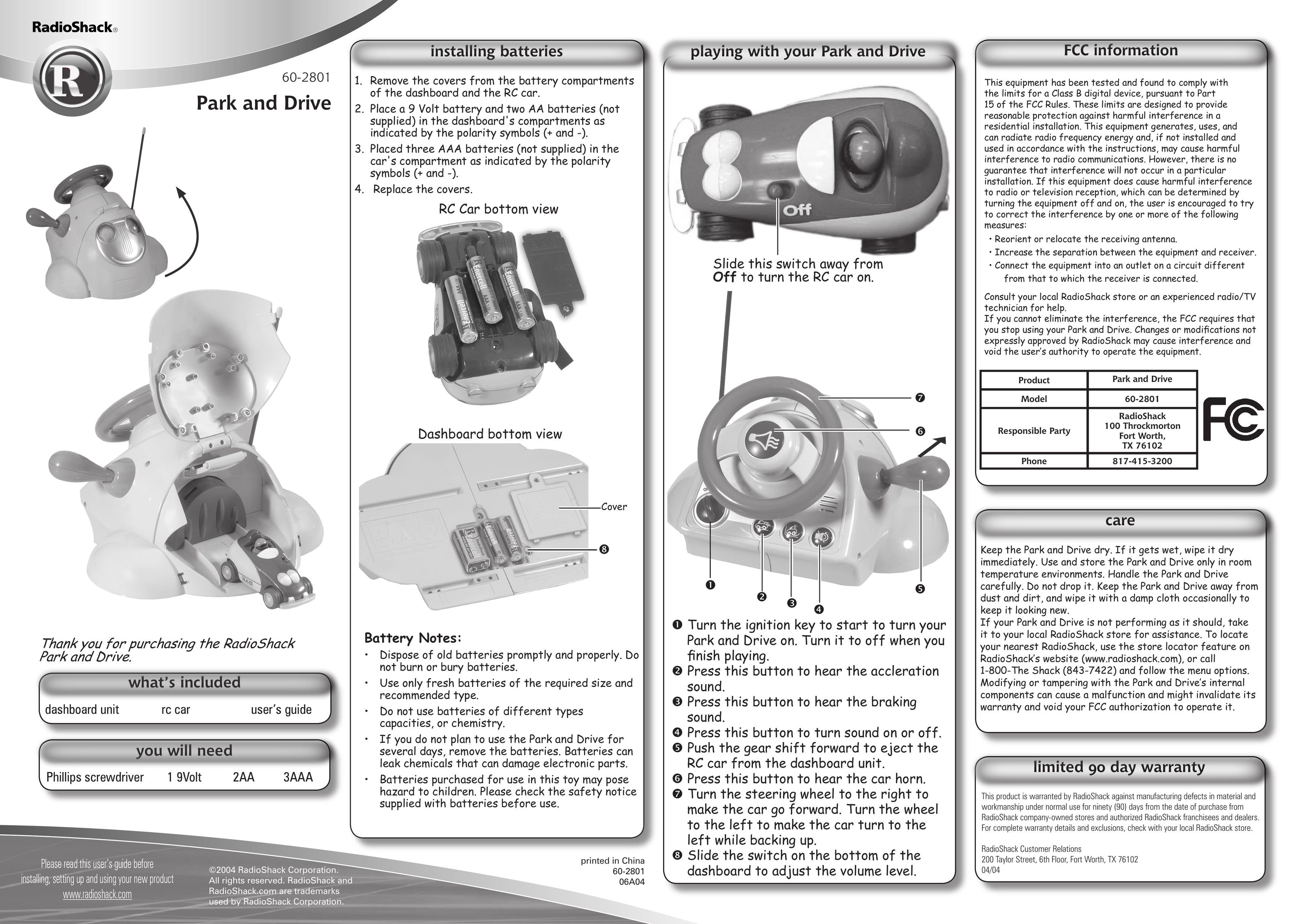 Radio Shack 60-2801 Dishwasher User Manual