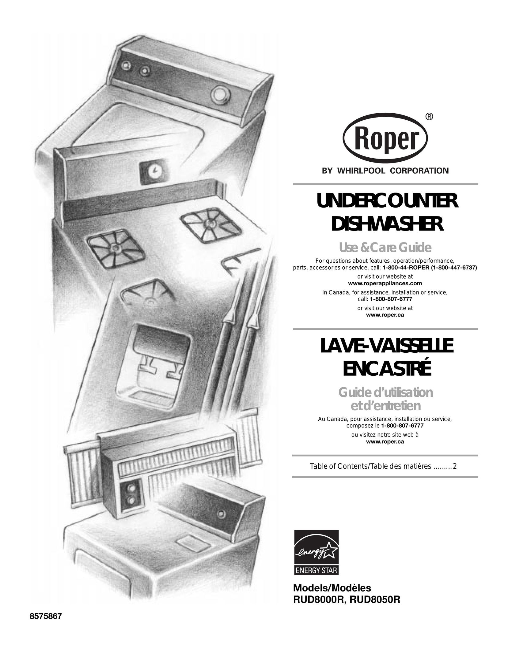 Roper RUD8000R Dishwasher User Manual