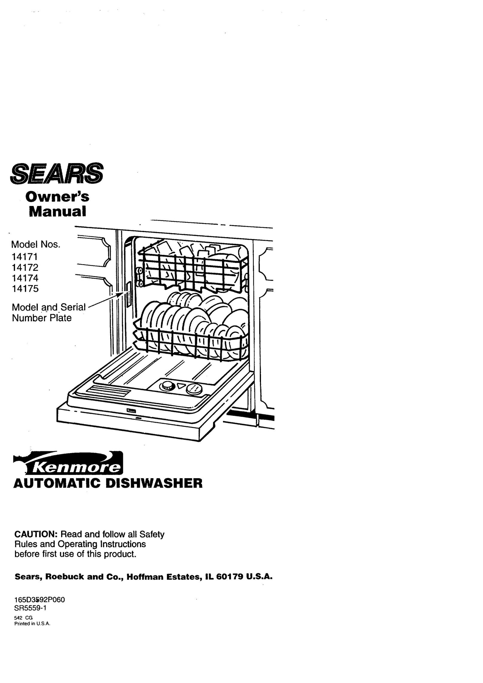 Sears 14172 Dishwasher User Manual