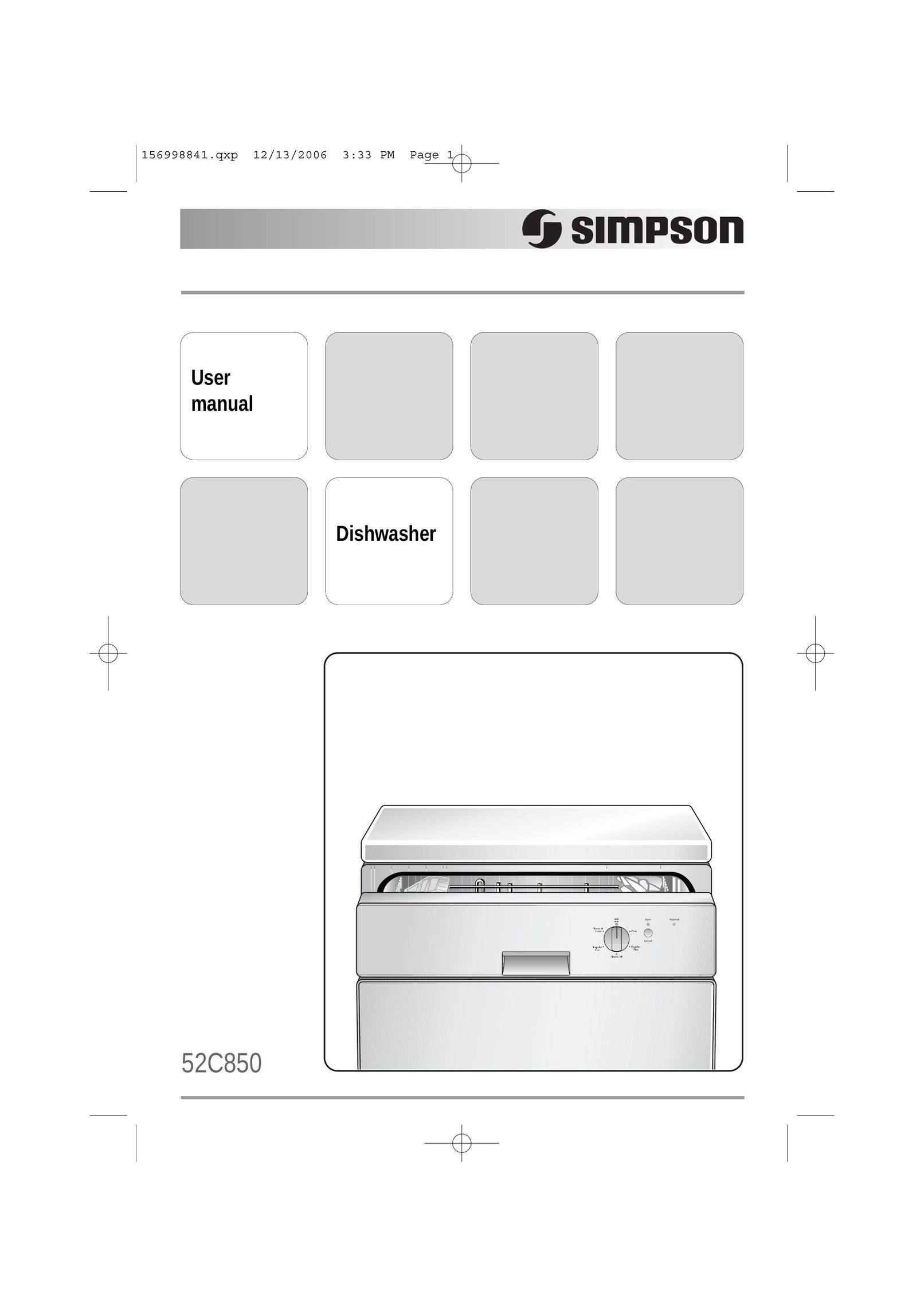 Simpson 52C850 Dishwasher User Manual