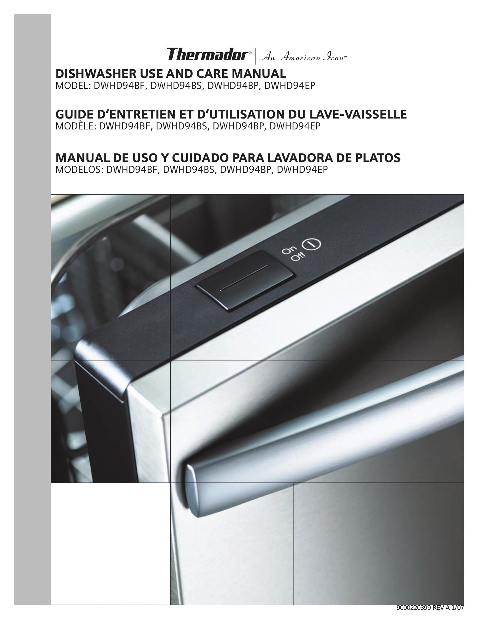 Thermador DWHD94EP, DWHD94BS, DWHD94BP Dishwasher User Manual