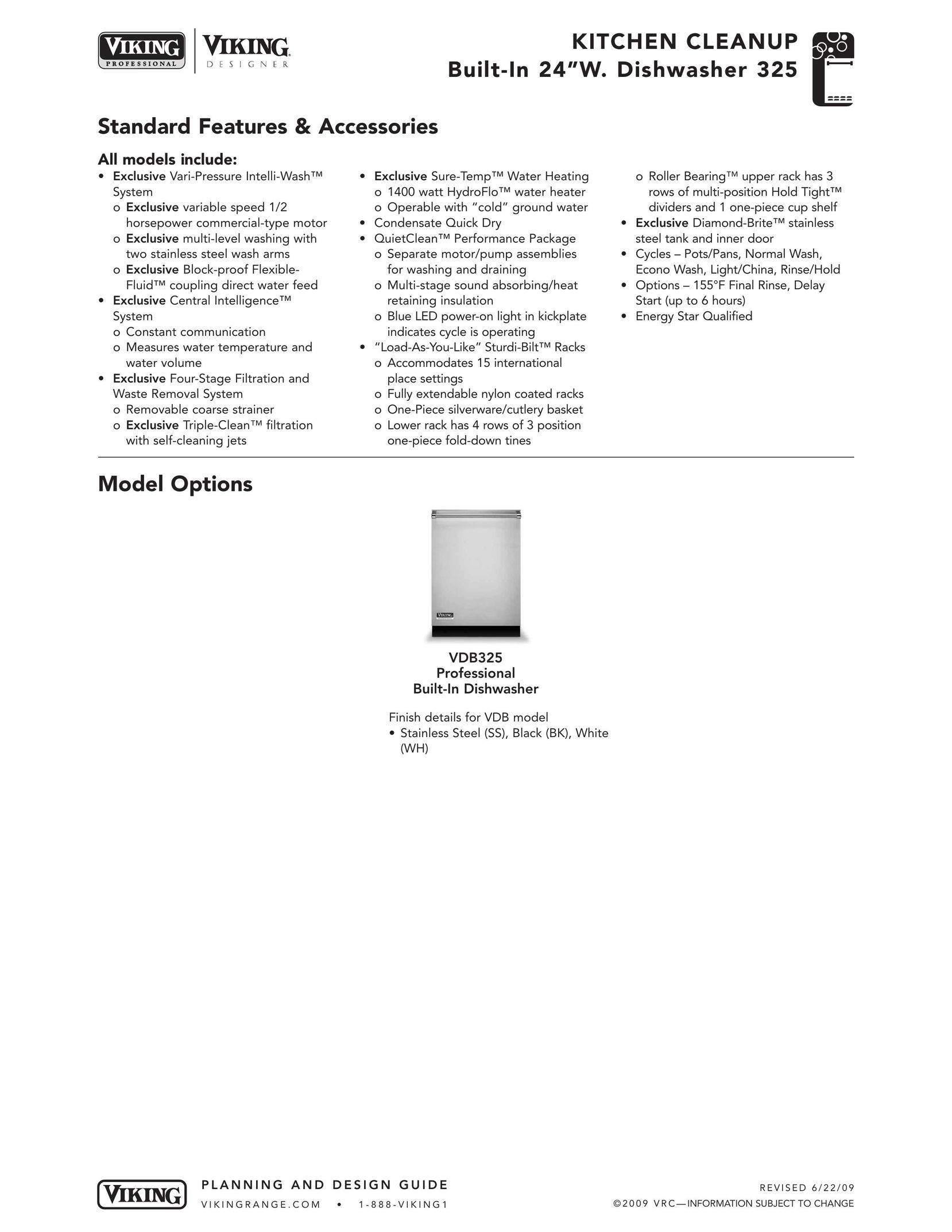 Viking VDB325 Dishwasher User Manual