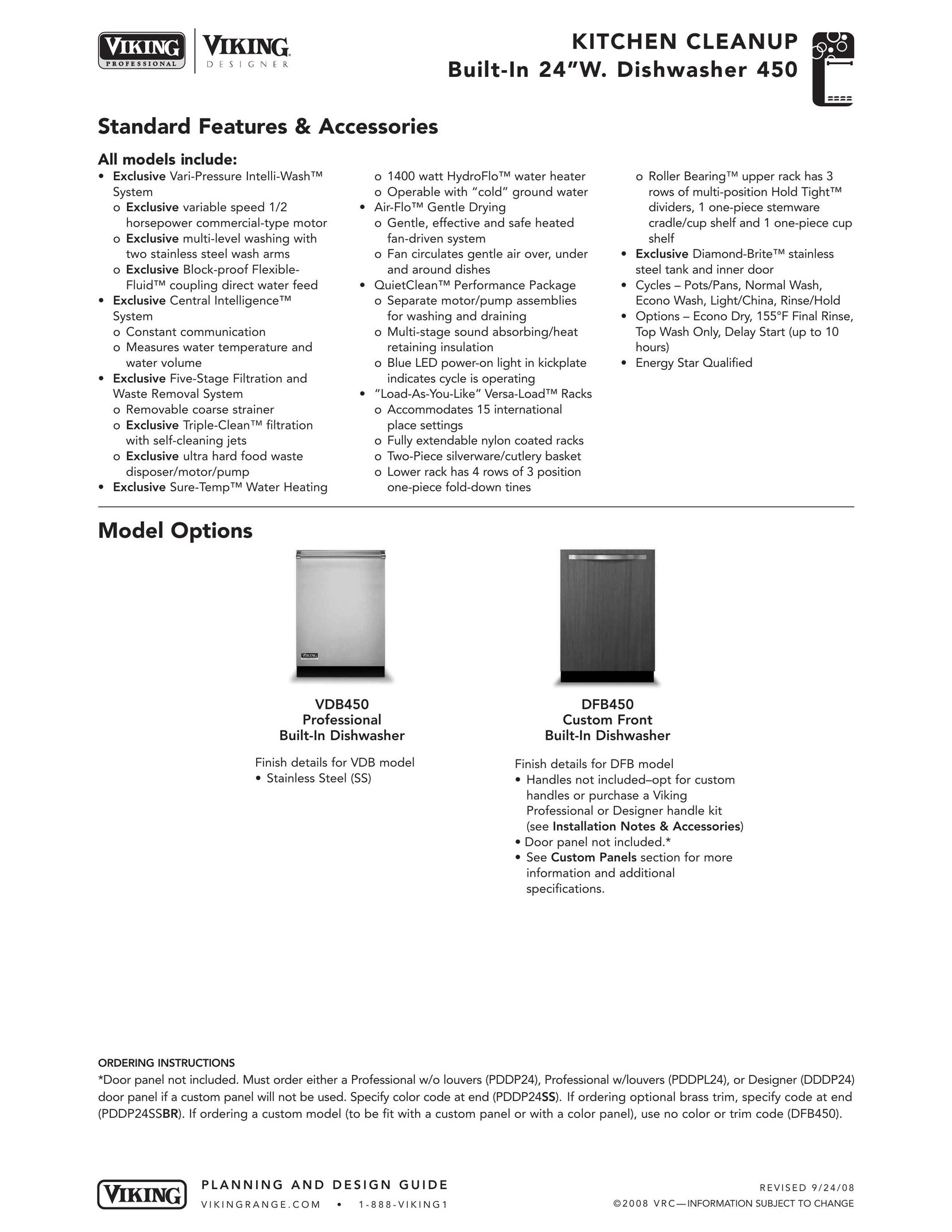 Viking VDB450 Dishwasher User Manual