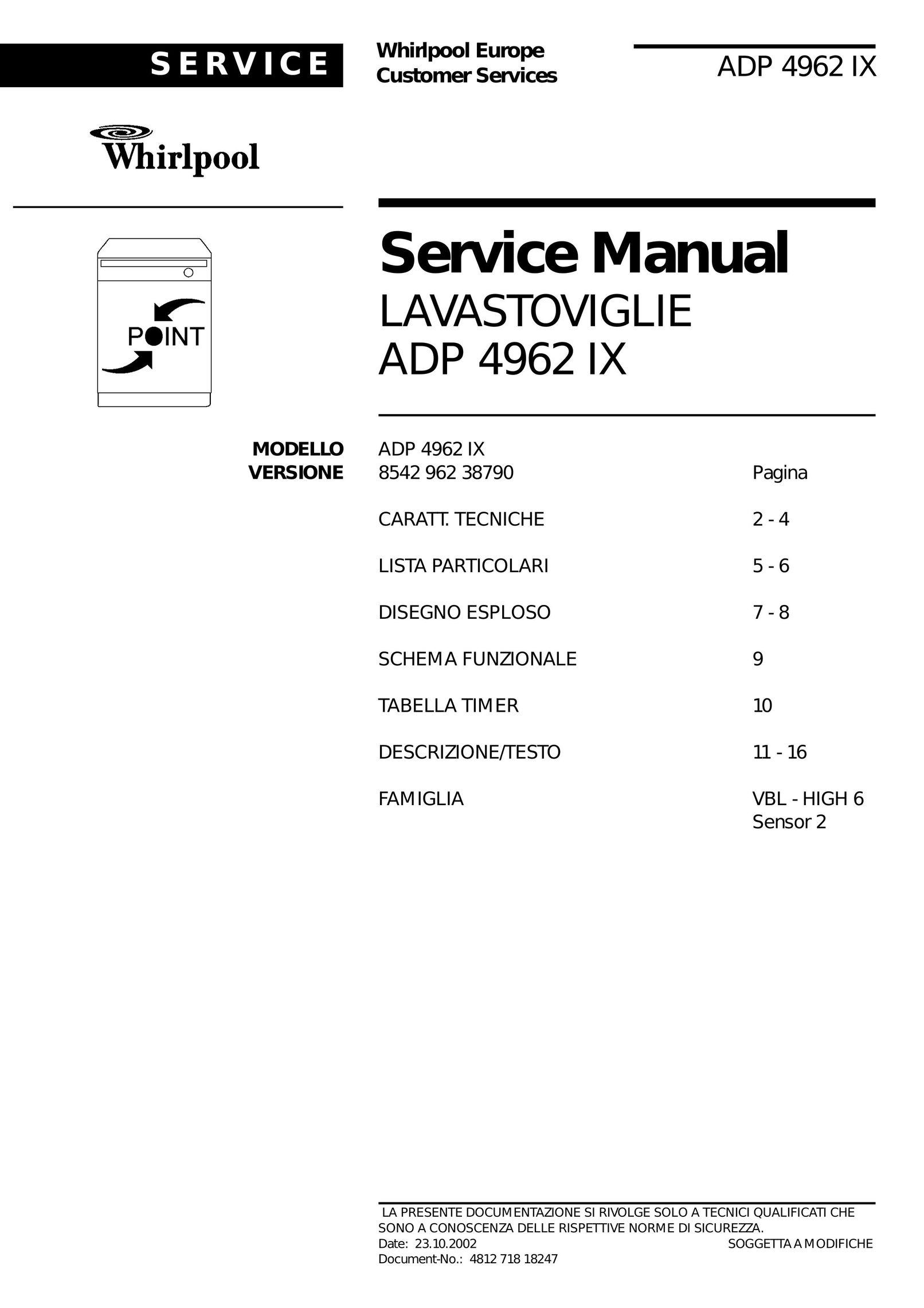 Whirlpool 4962 Dishwasher User Manual