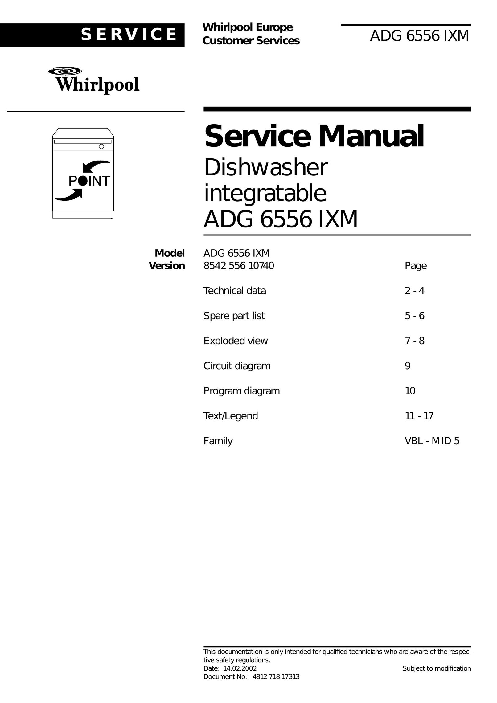 Whirlpool 6556 Dishwasher User Manual