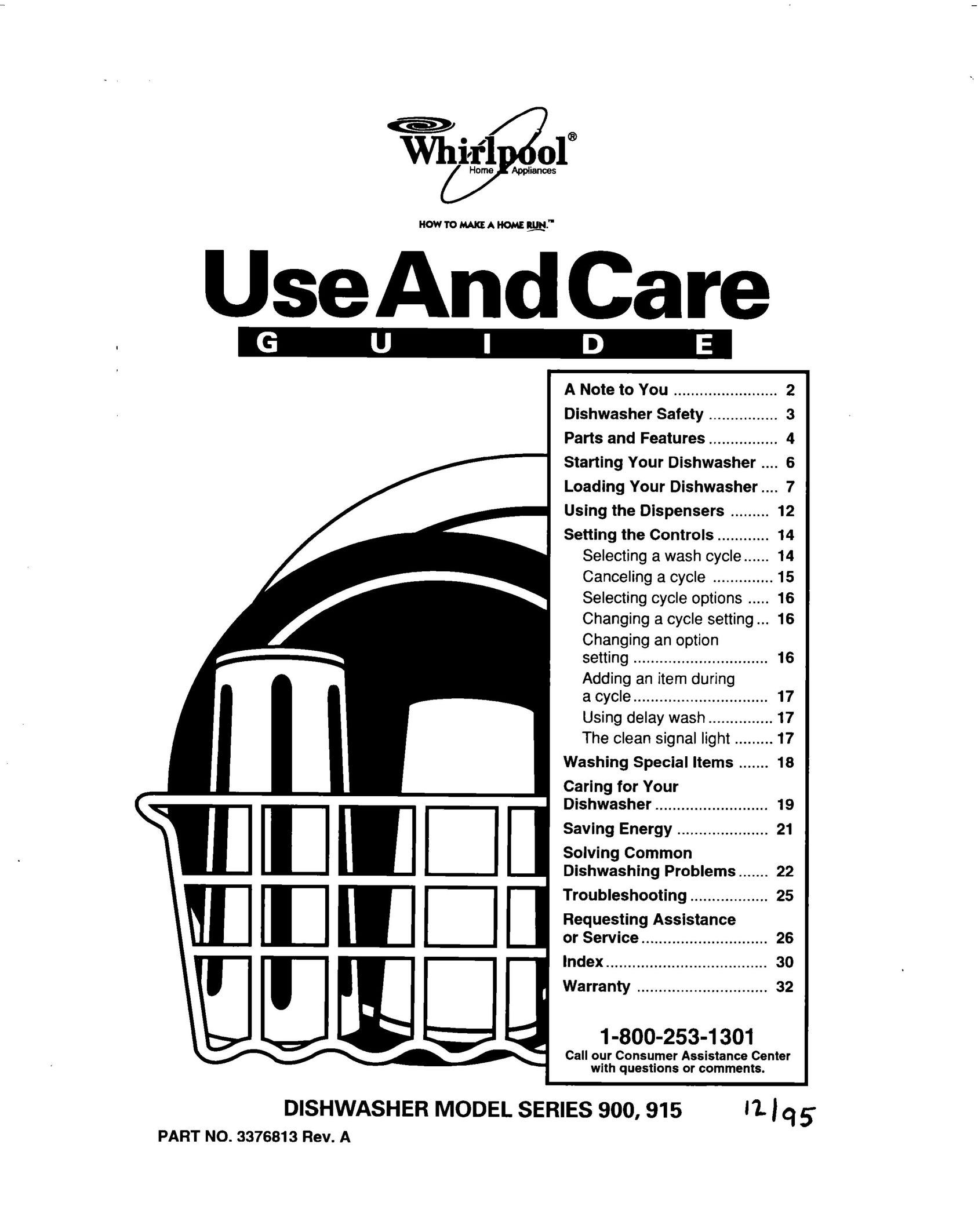 Whirlpool 900 Dishwasher User Manual