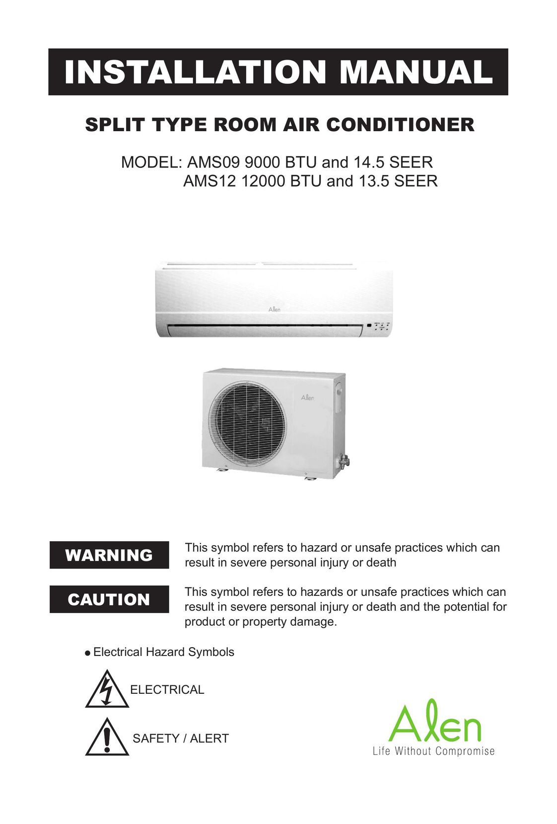 Alen AMS12 12000 BTU AND 13.5 SEER Double Oven User Manual