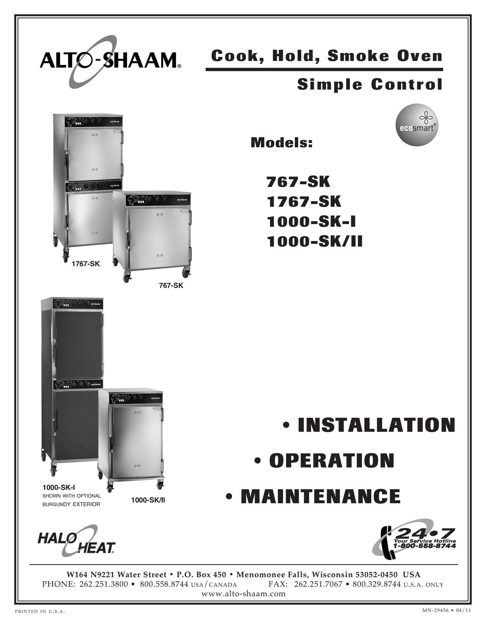 Alto-Shaam 1767-SK Double Oven User Manual
