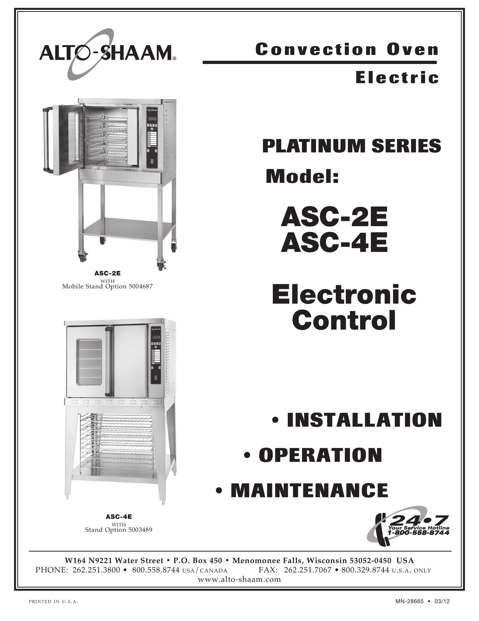Alto-Shaam ASC-2E Double Oven User Manual