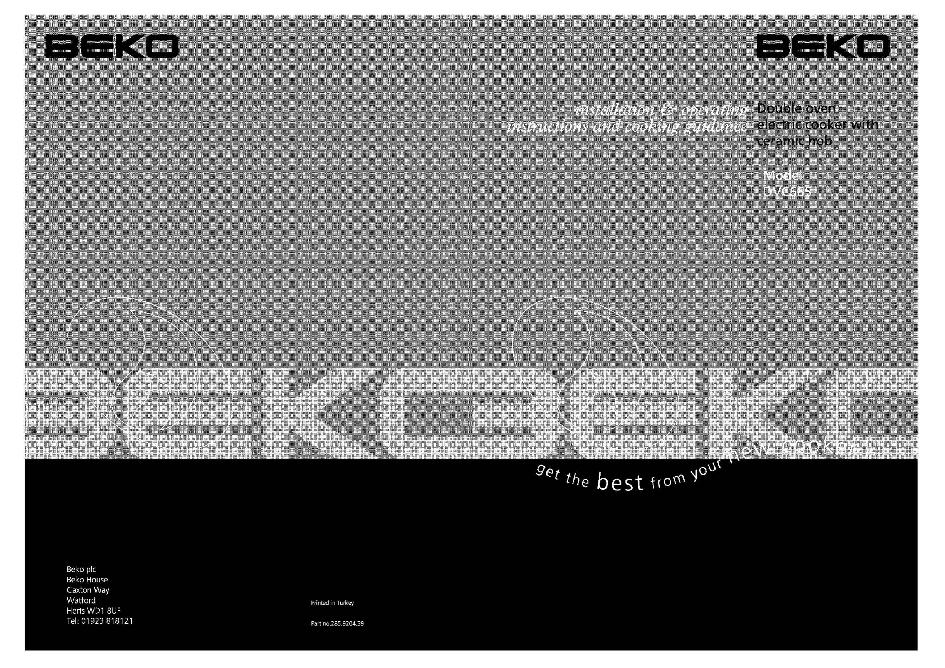 Beko DVC665 Double Oven User Manual