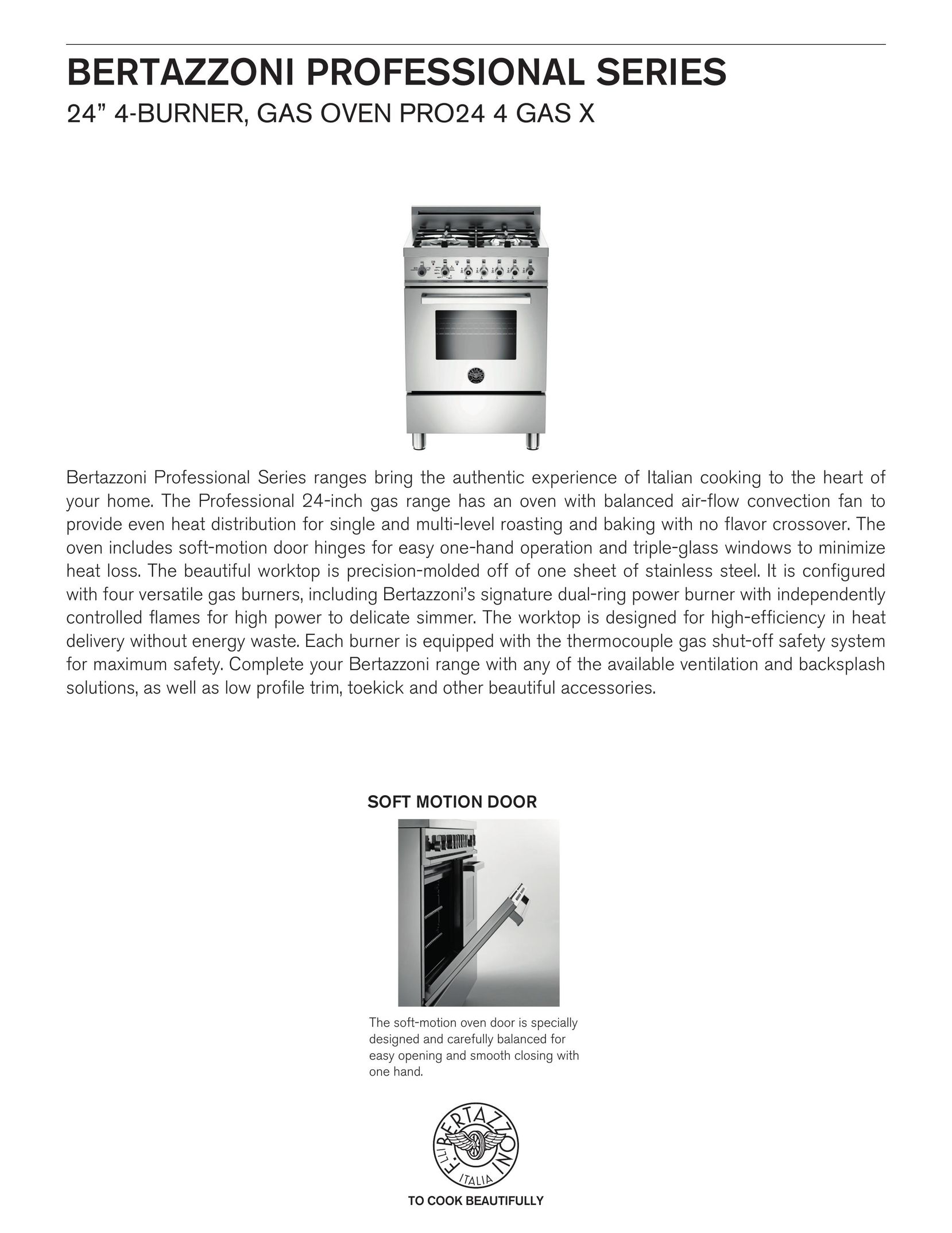 Bertazzoni PRO 24 4 GAS X Double Oven User Manual