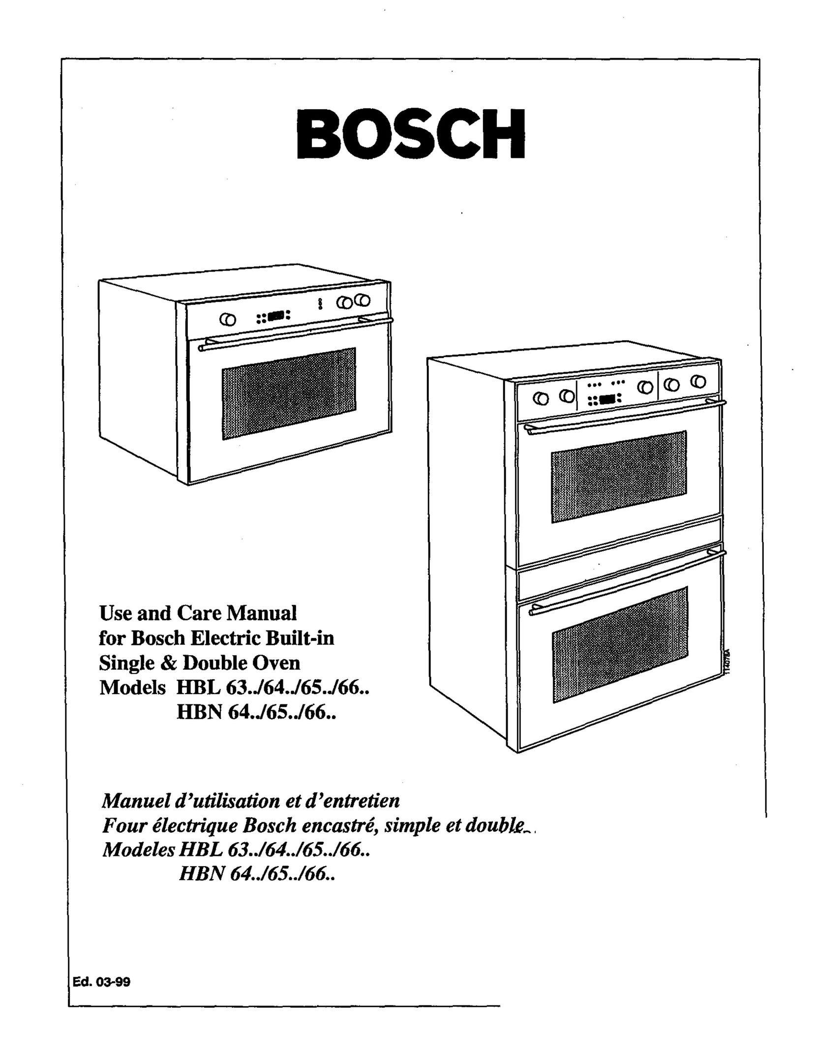 Bosch Appliances HBL 64.. Double Oven User Manual