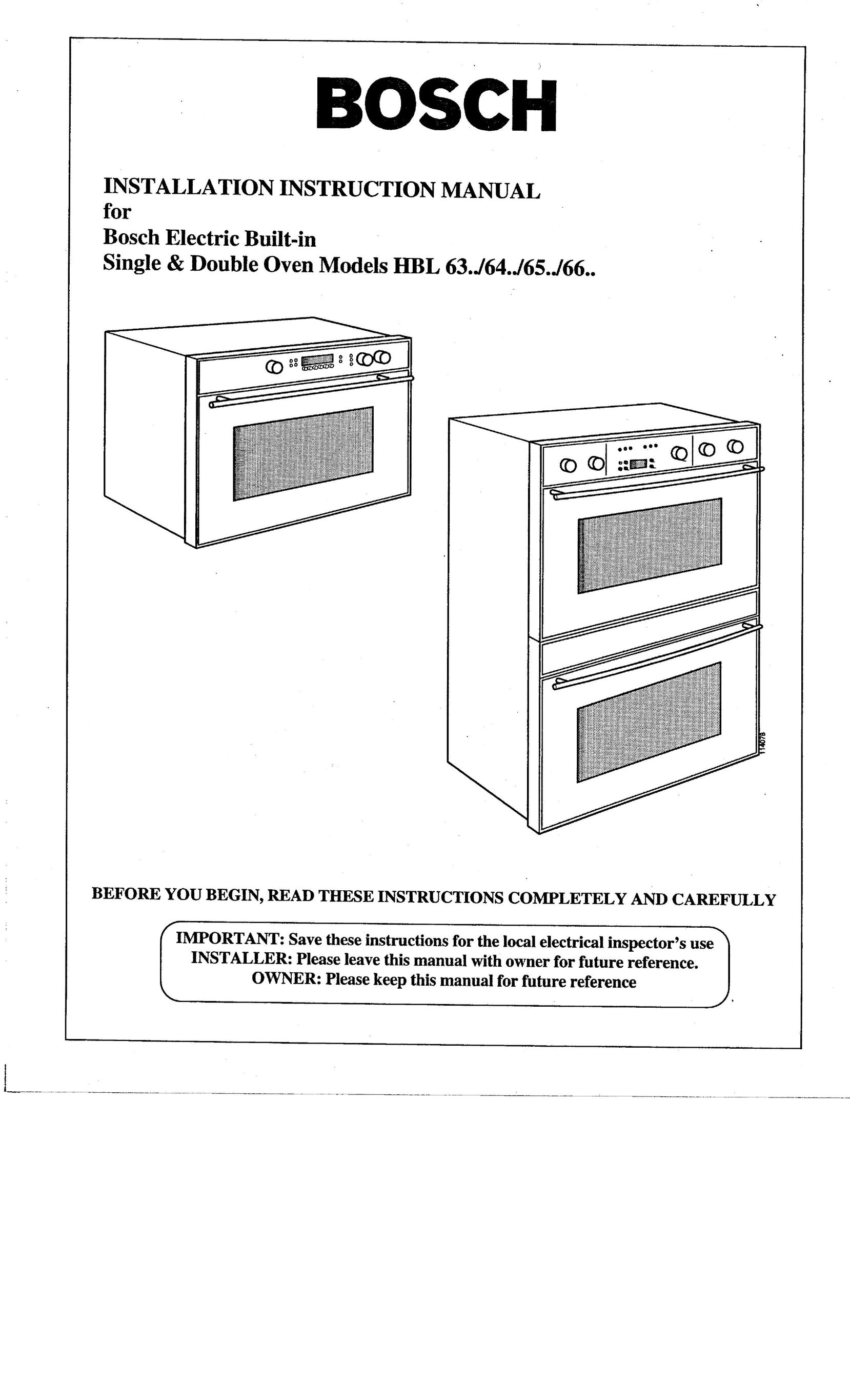 Bosch Appliances HBL 65.. Double Oven User Manual