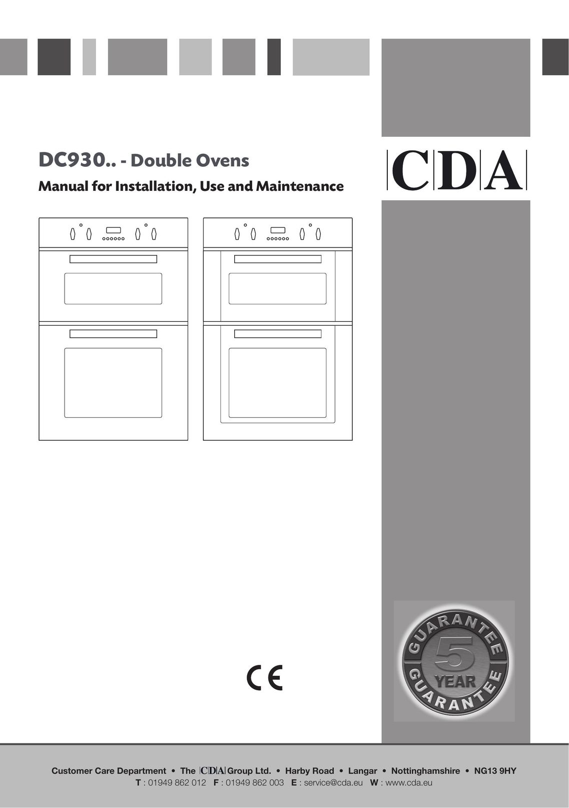 CDA DC930 Double Oven User Manual