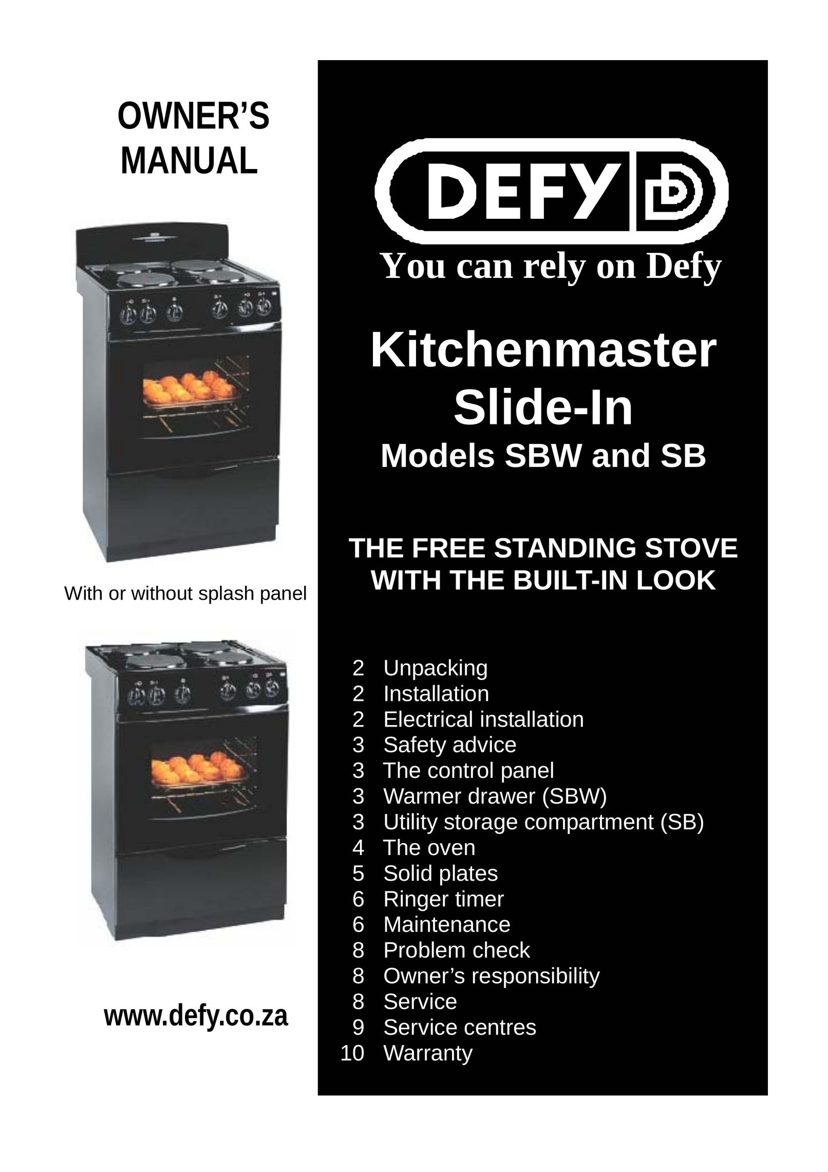 Defy Appliances SB Double Oven User Manual