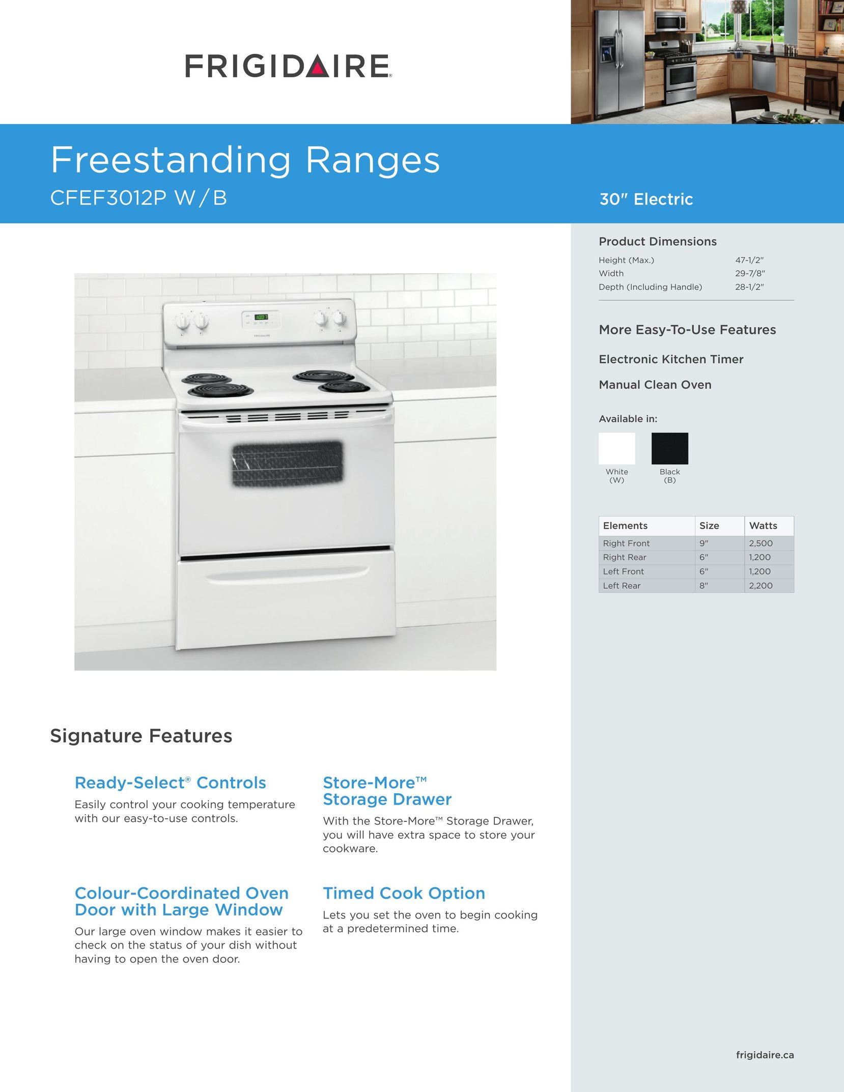 Frigidaire CFEF3012P W/B Double Oven User Manual