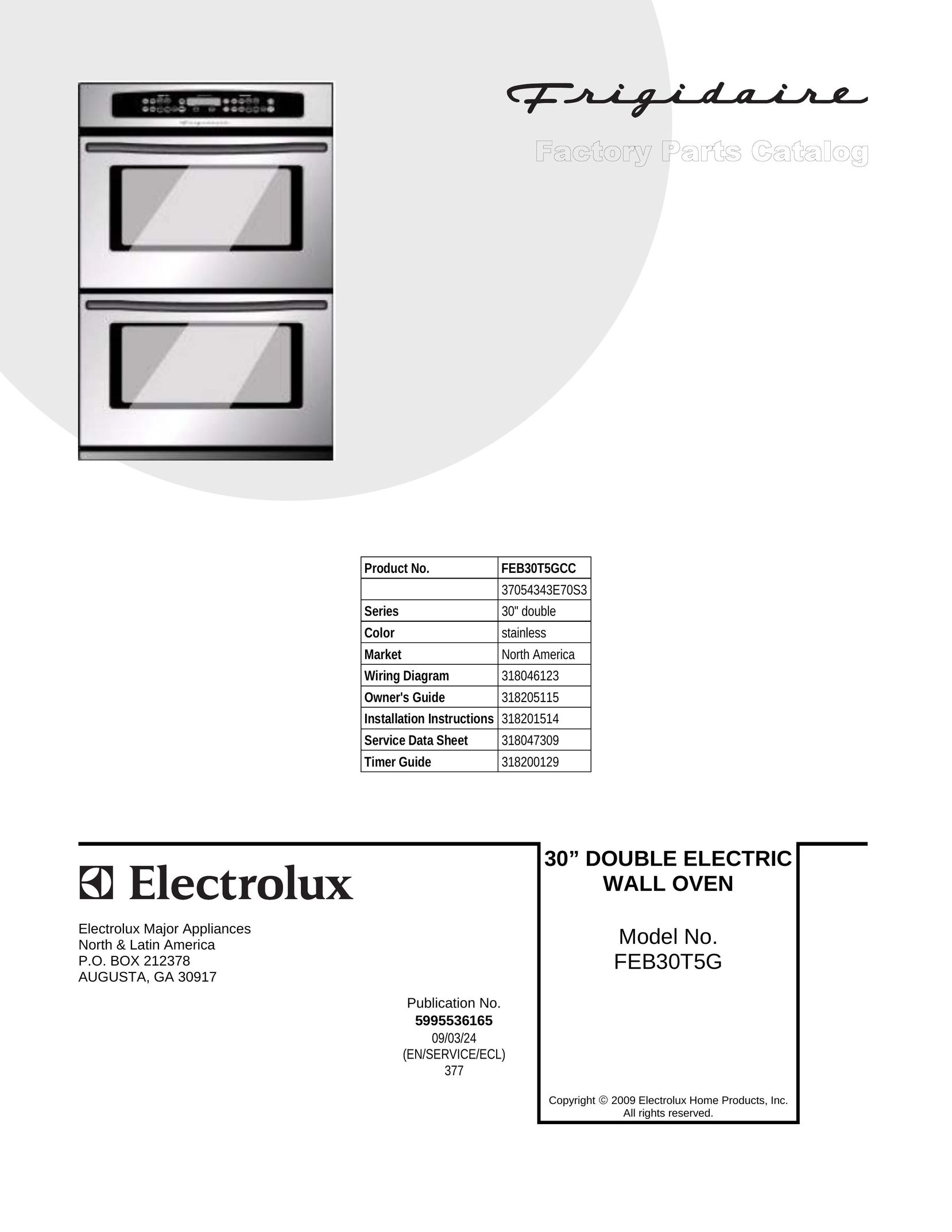 Frigidaire FEB30T5GCC Double Oven User Manual