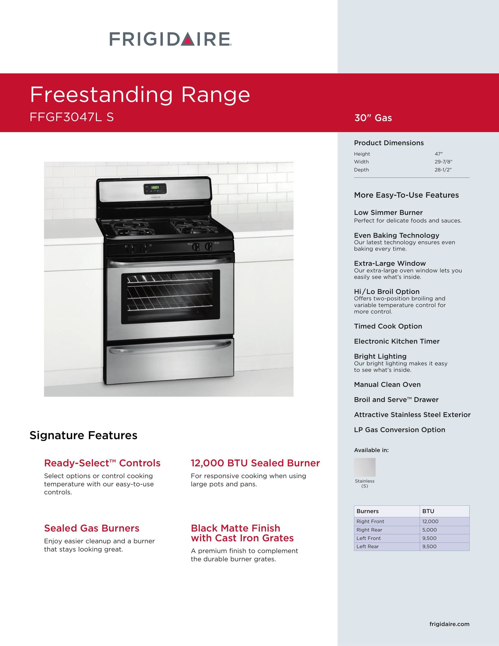 Frigidaire FFGF3047L S Double Oven User Manual