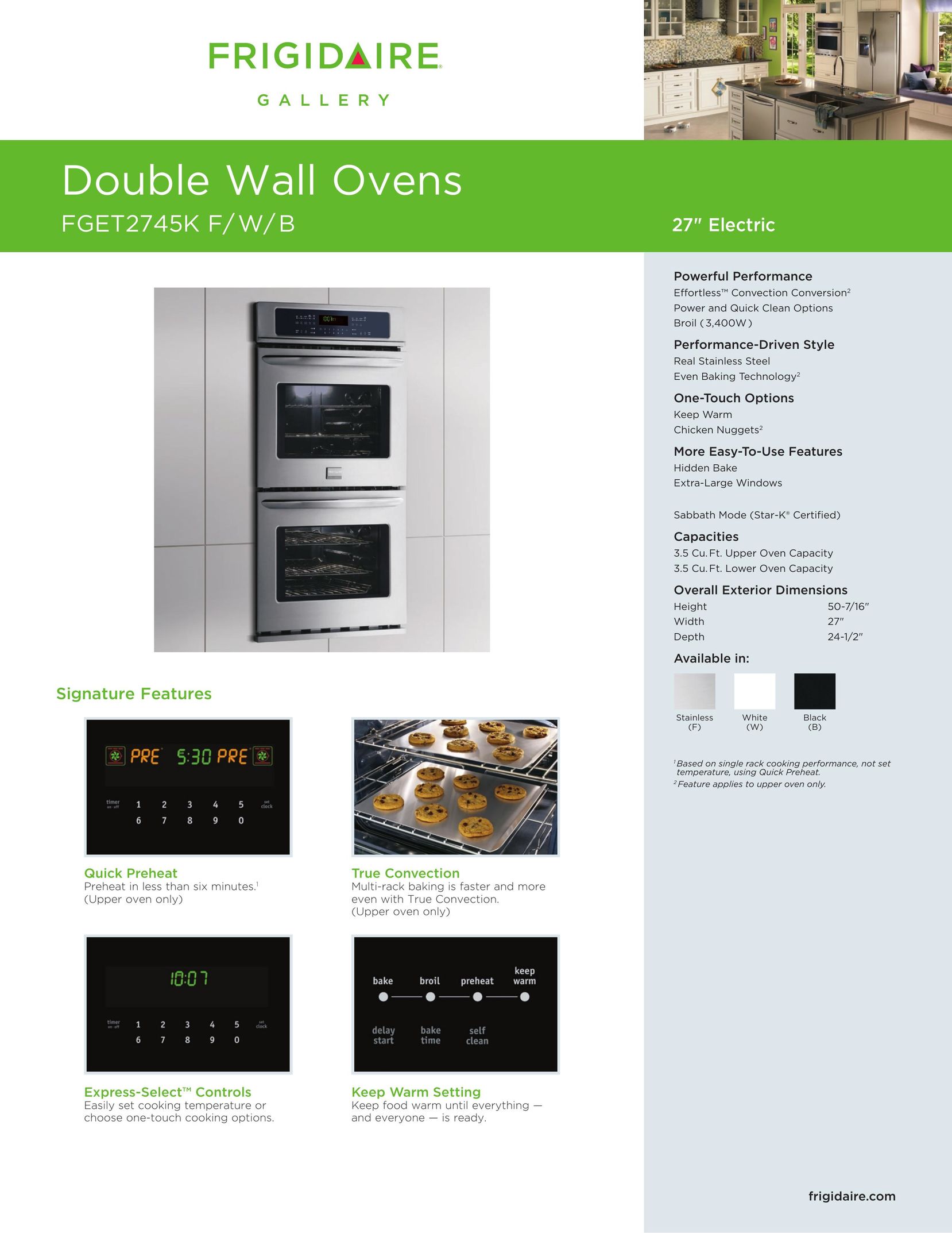 Frigidaire FGET2745K Double Oven User Manual