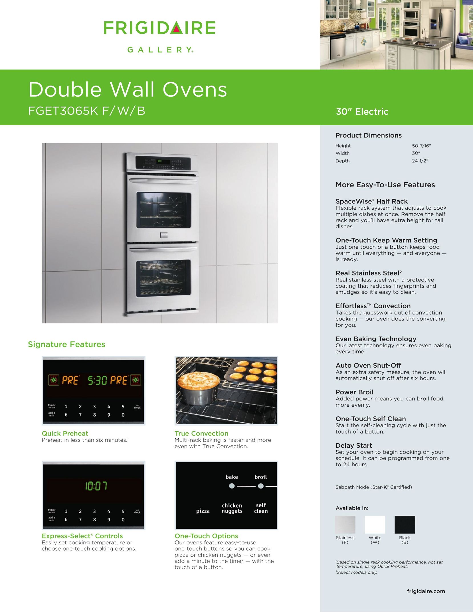Frigidaire FGET3065K Double Oven User Manual