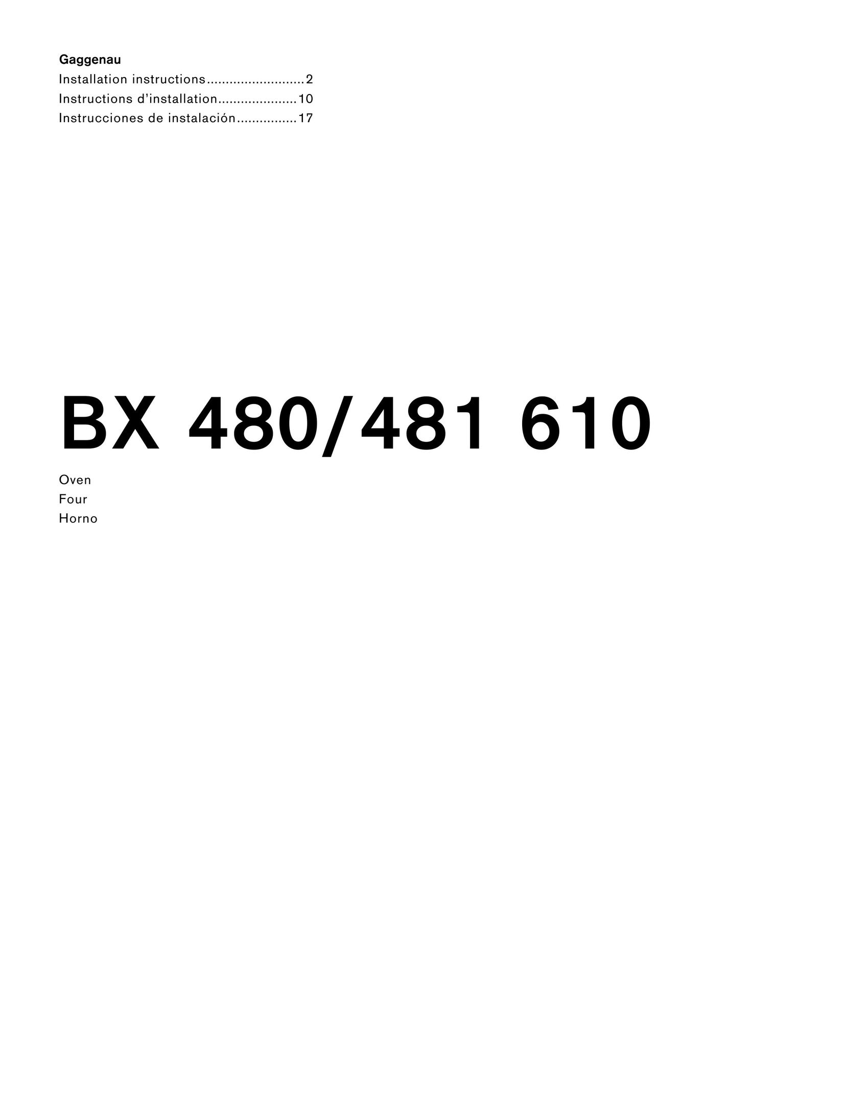 Gaggenau BX 480 610 Double Oven User Manual