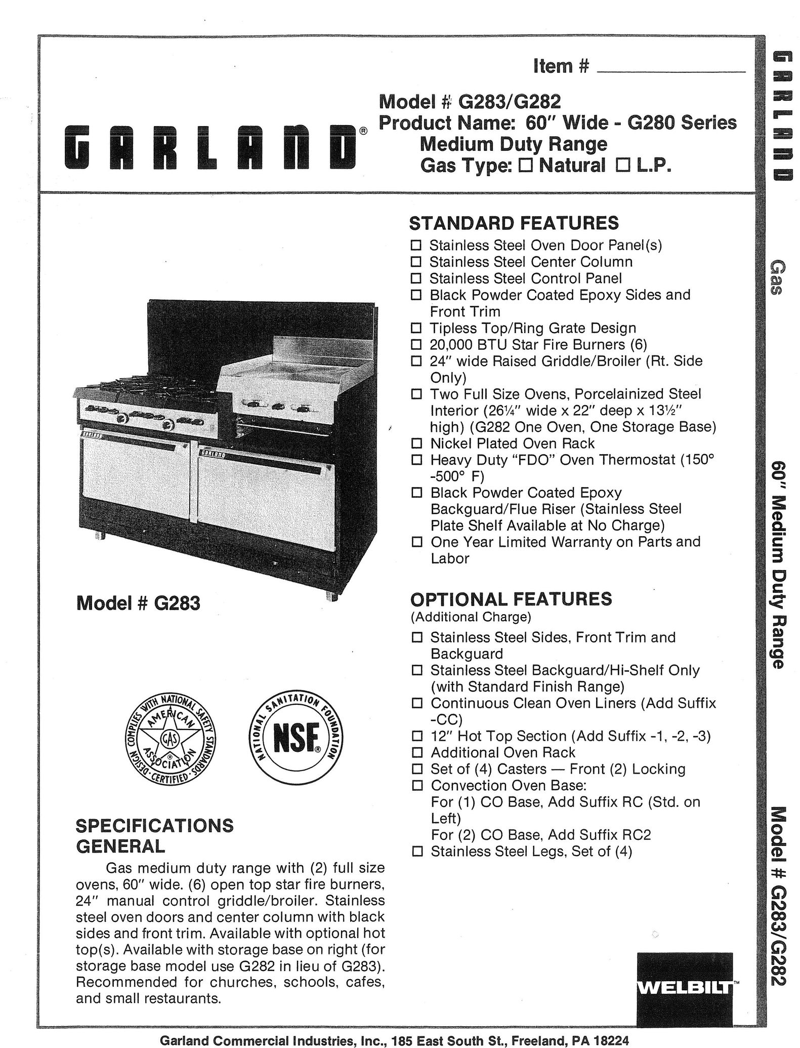 Garland G283 Double Oven User Manual